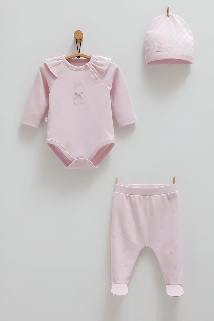 CARAMELL CUTE RABBİT BODY PANTOLON ŞAPKA TAKIM - LİLA