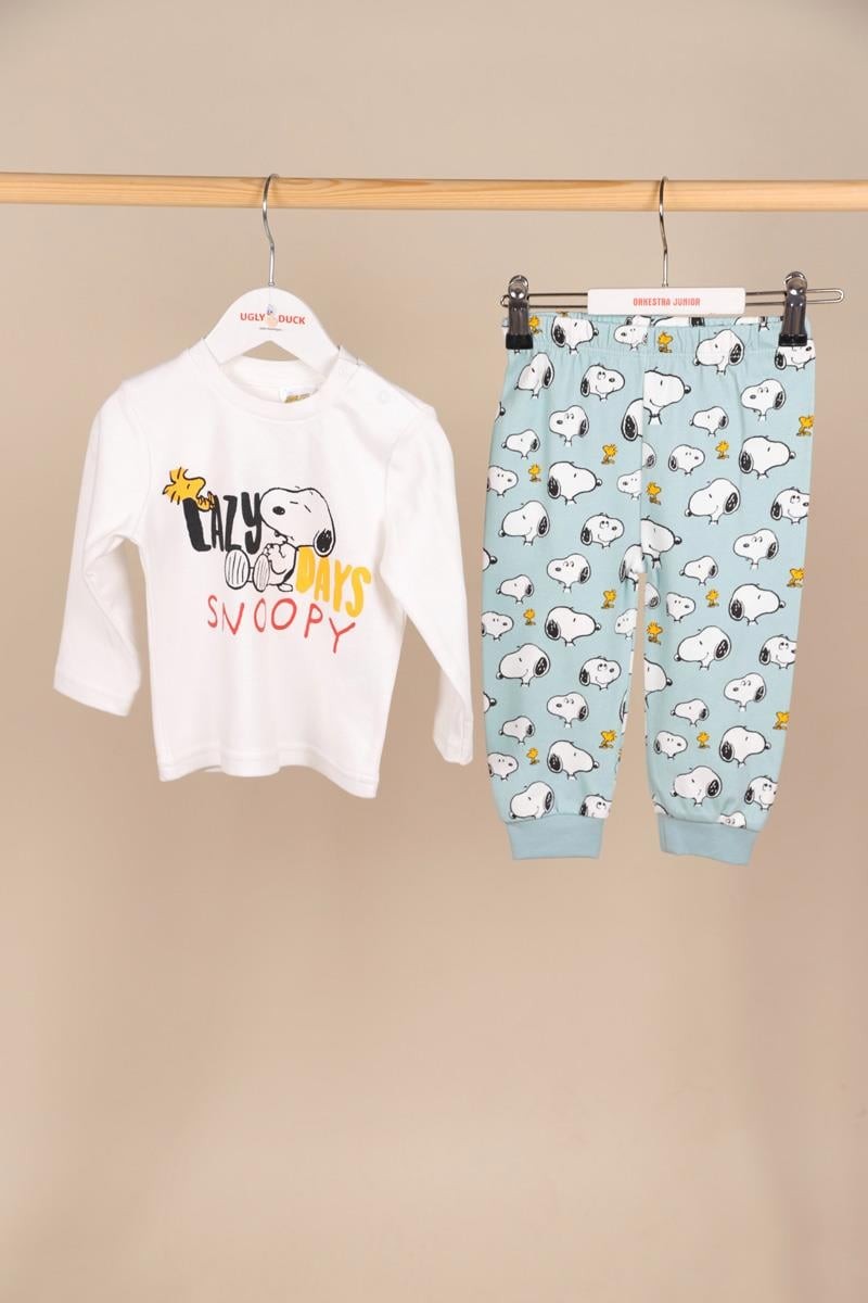 09-36 Ay Erkek Bebek Ekru Renk Snoopy Lisanslı Takım