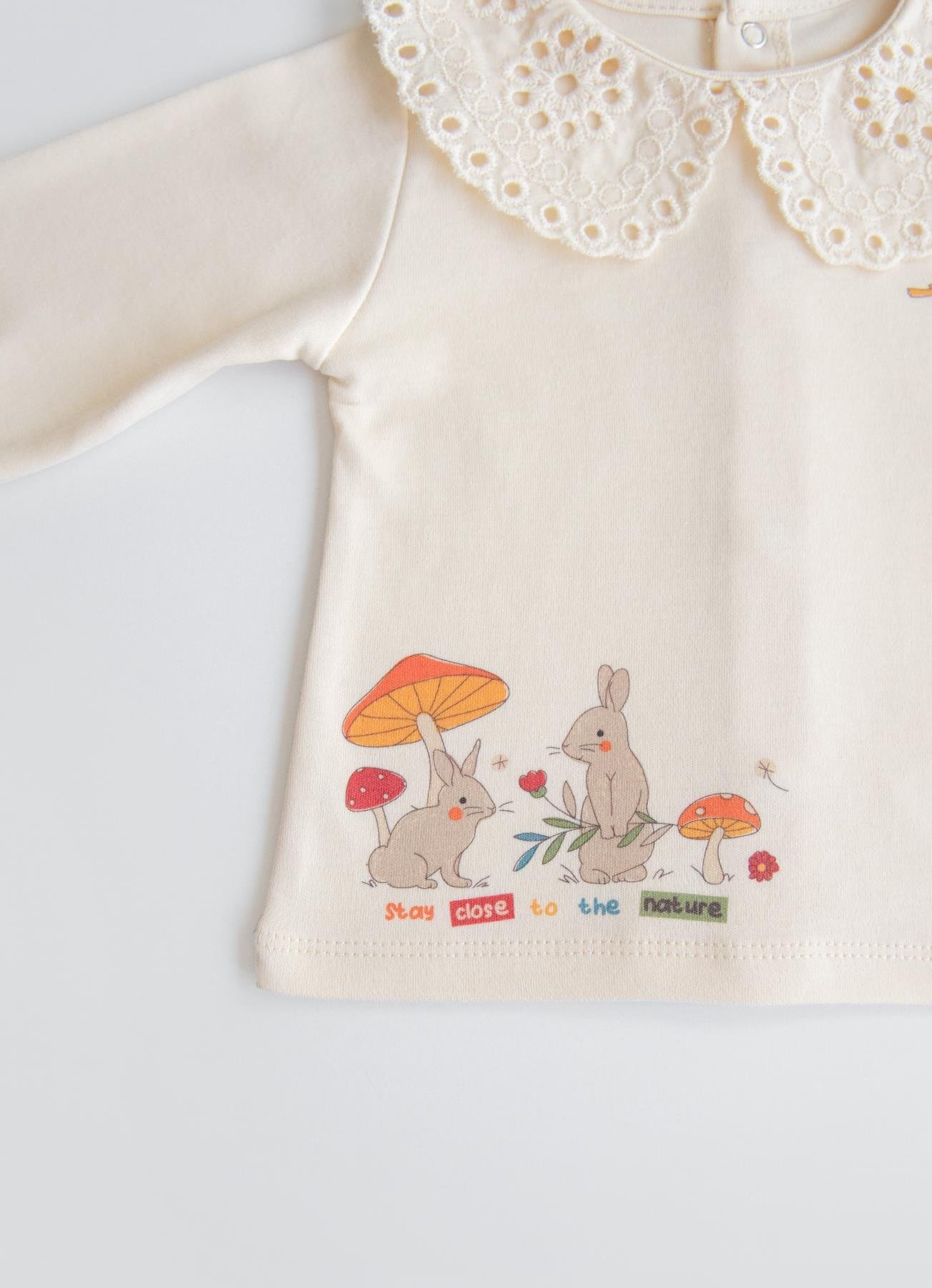 KİTİKATE 0-18 AY ORGANİK PAMUK MANTARLI İKİLİ TAKIM - TURUNCU