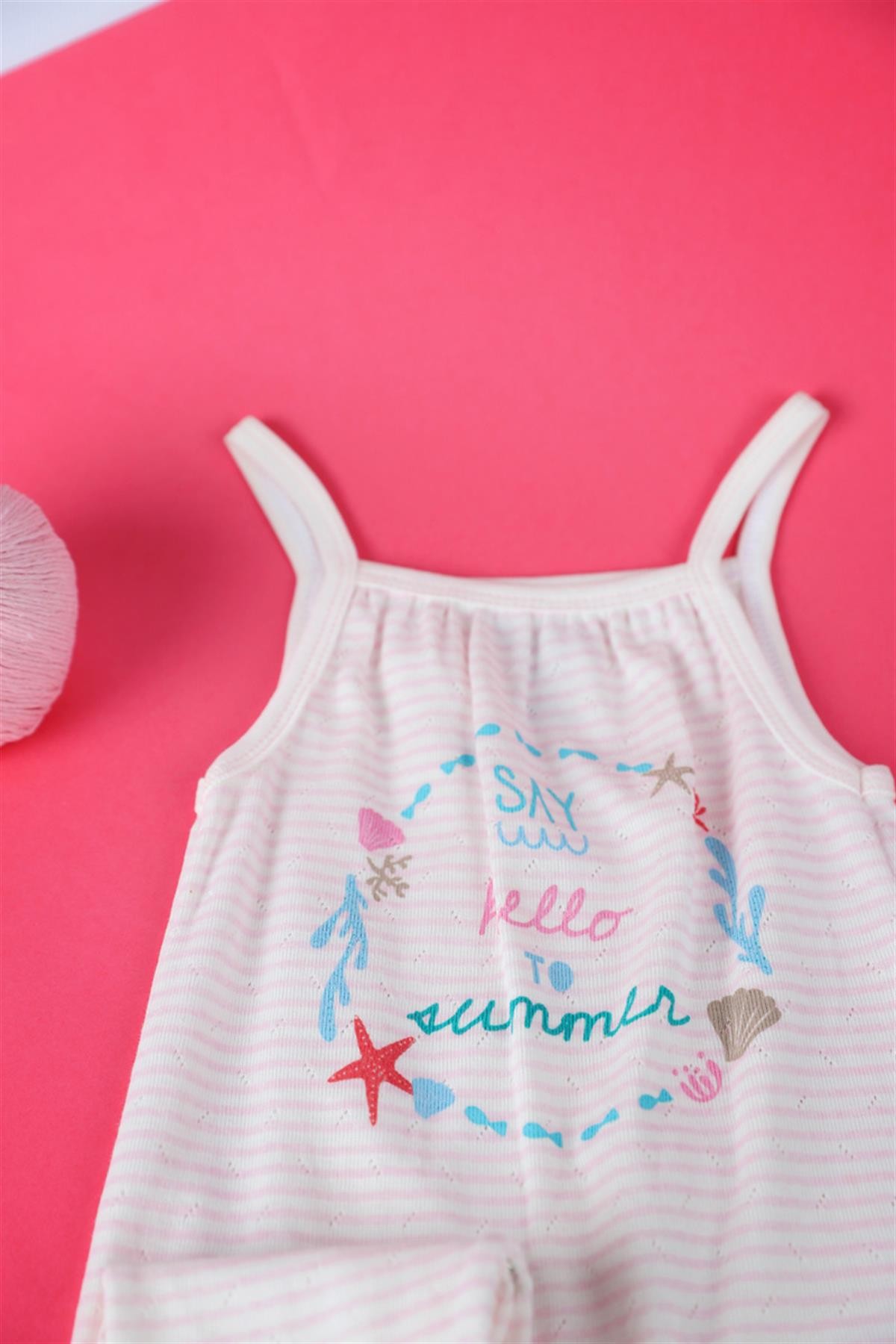 03-24 Ay Kız Bebek Pembe Askılı Uzun Tulum