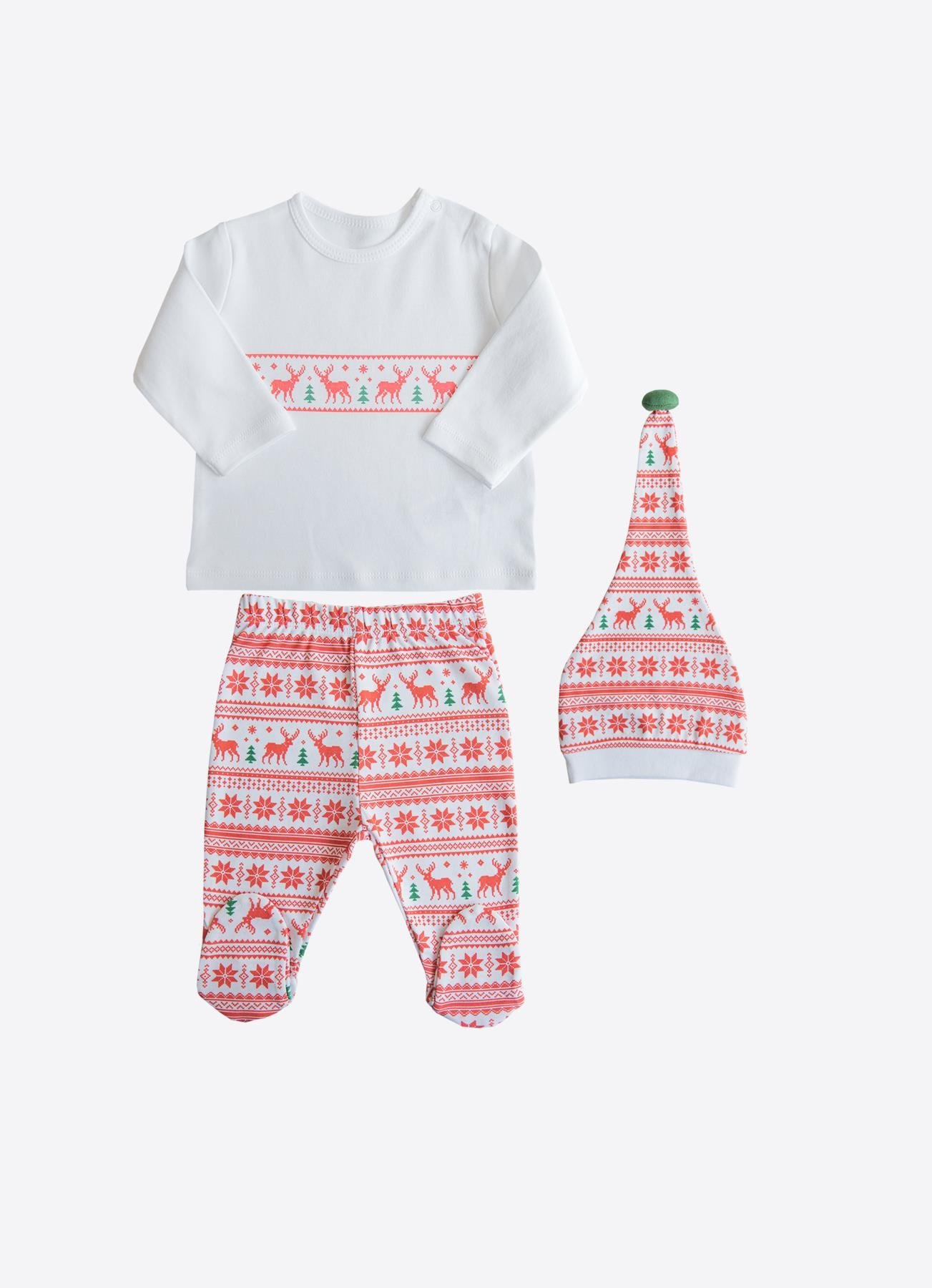 KİTİKATE 0-9 AY ARASI ORGANİK NORDIC ÜÇLÜ TAKIM - KIRMIZI