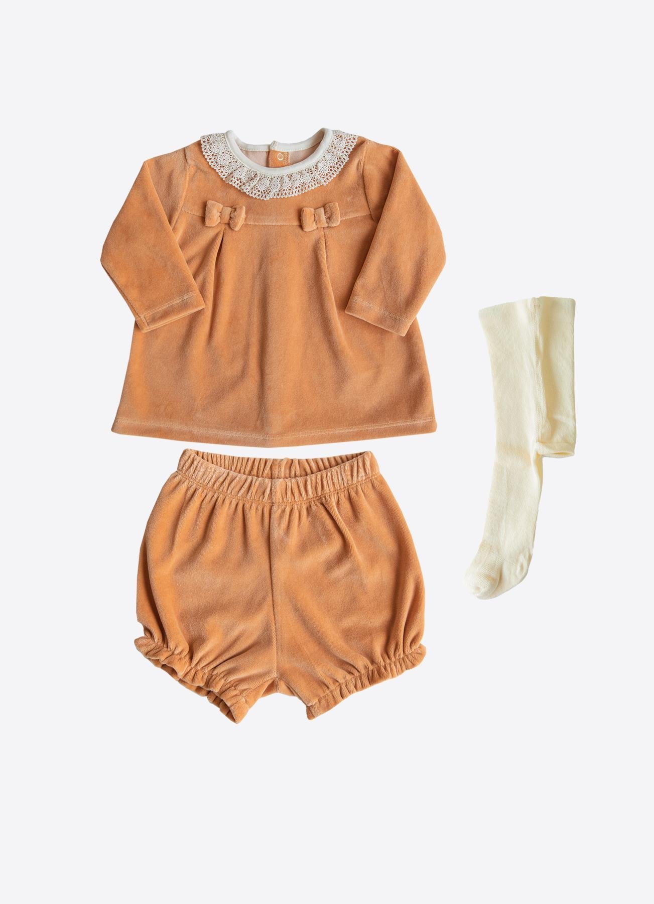 KİTİKATE 6-18 AY ARASI ORGANİK PLAIR ÇORAPLI 3'LÜ SET - TURUNCU