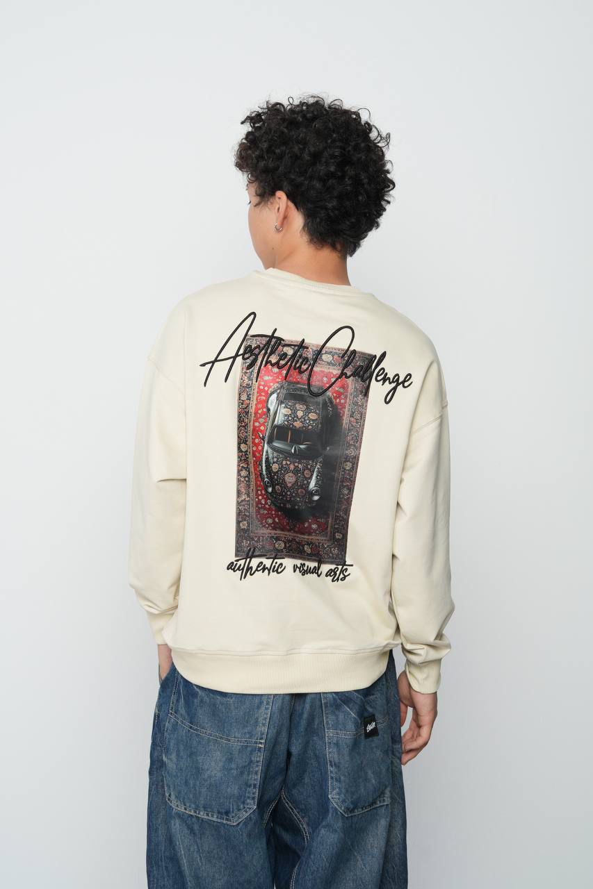 LOCOLOCO 2 İPLİK ARABA BASKILI SWEAT (9-15 YAŞ ARASI) - BEJ