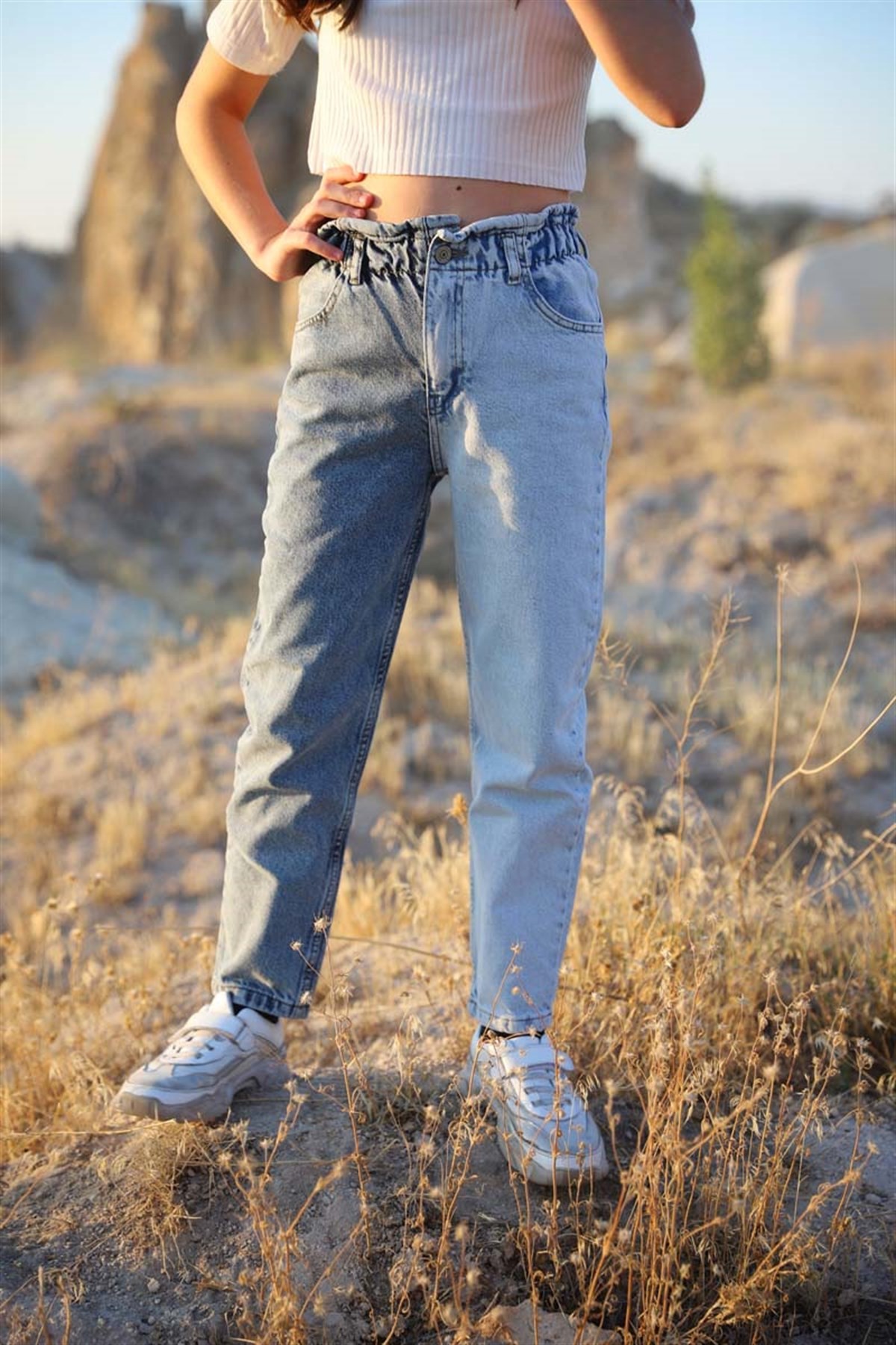 Kız Çocuk Çift Renk Kot Pantolon