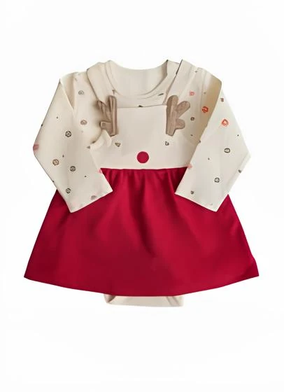 KİTİKATE 3-24 AY ARASI ORGANİK DASHER ELBİSE - KIRMIZI