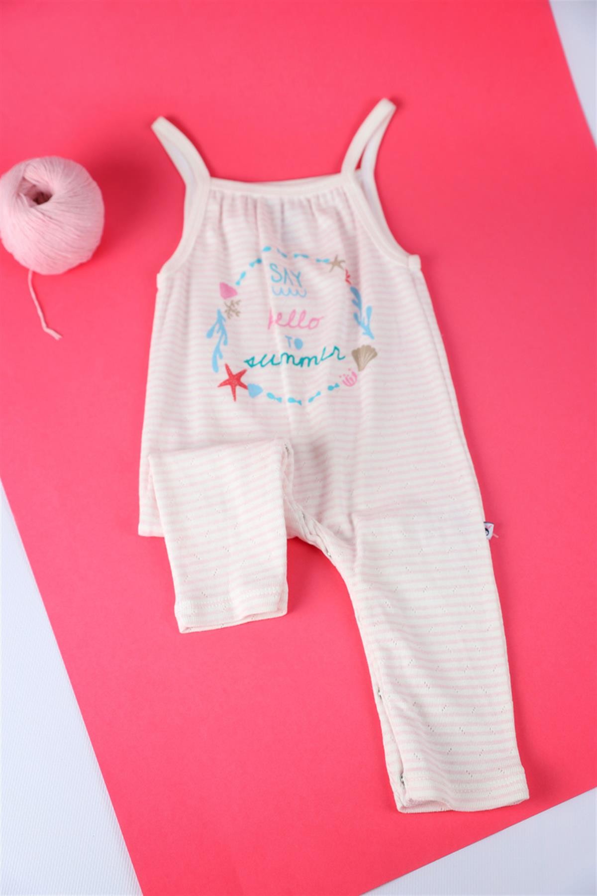 03-24 Ay Kız Bebek Pembe Askılı Uzun Tulum