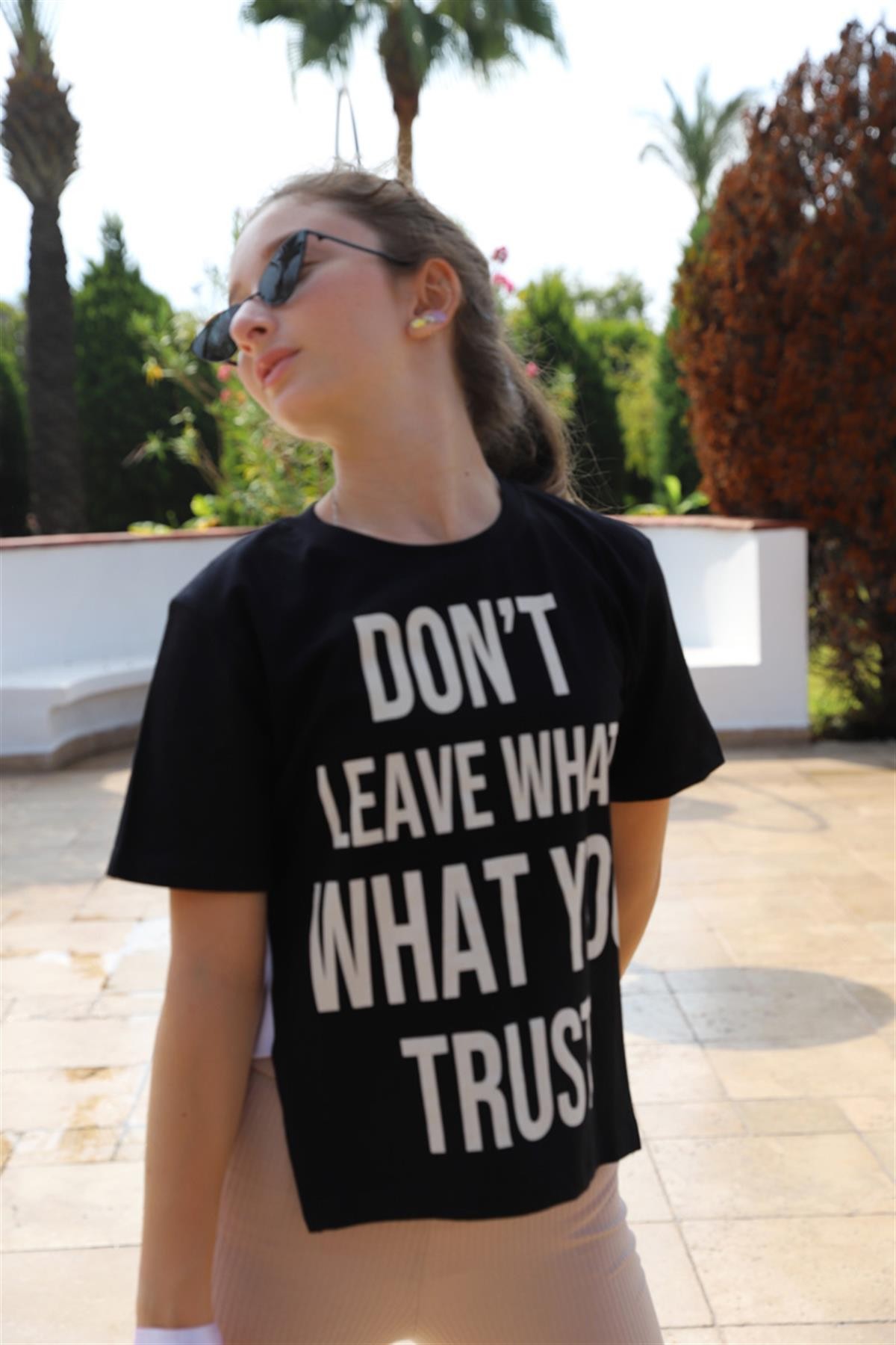 09-14 Yaş Kız Çocuk Siyah Me T-Shirt