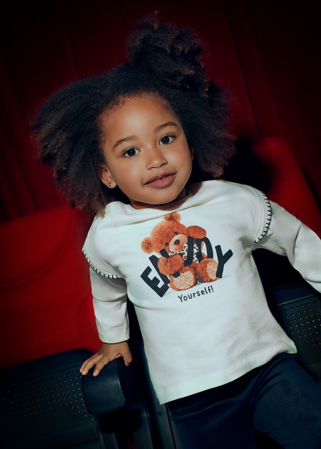 Mayoral Kız Çocuk Ayıcık Baskılı Pamuklu Bluz - 4-10 Yaş | Yumuşacık & Şık Tasarım