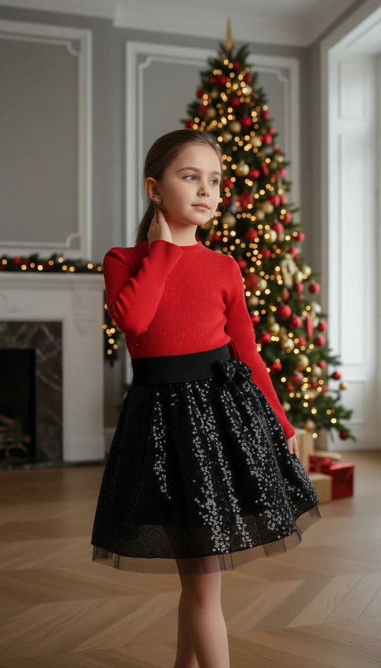 UGLY DUCK 05-14 YAŞ PULLU TÜL DETAYLI ETEK - SİYAH