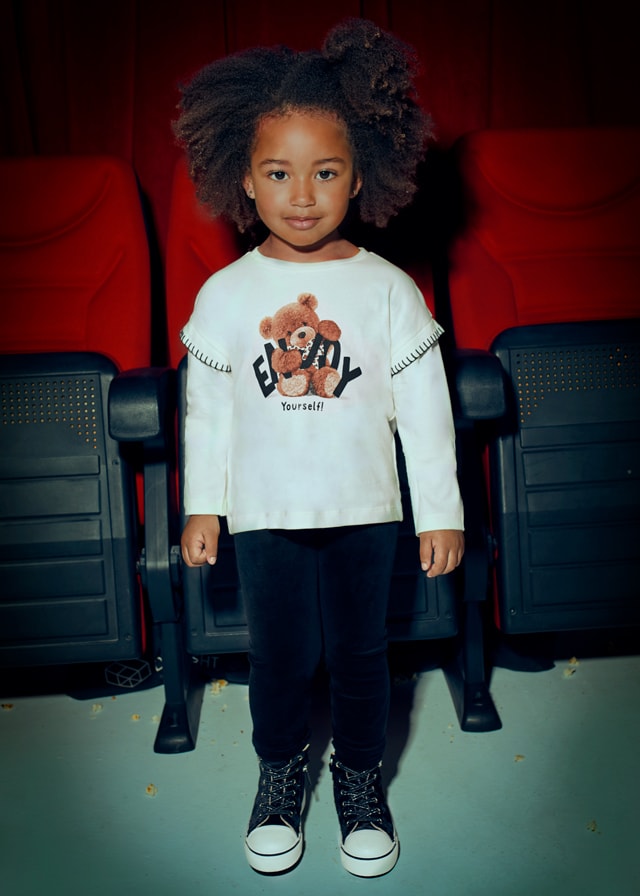 Mayoral Kız Çocuk Ayıcık Baskılı Pamuklu Bluz - 4-10 Yaş | Yumuşacık & Şık Tasarım