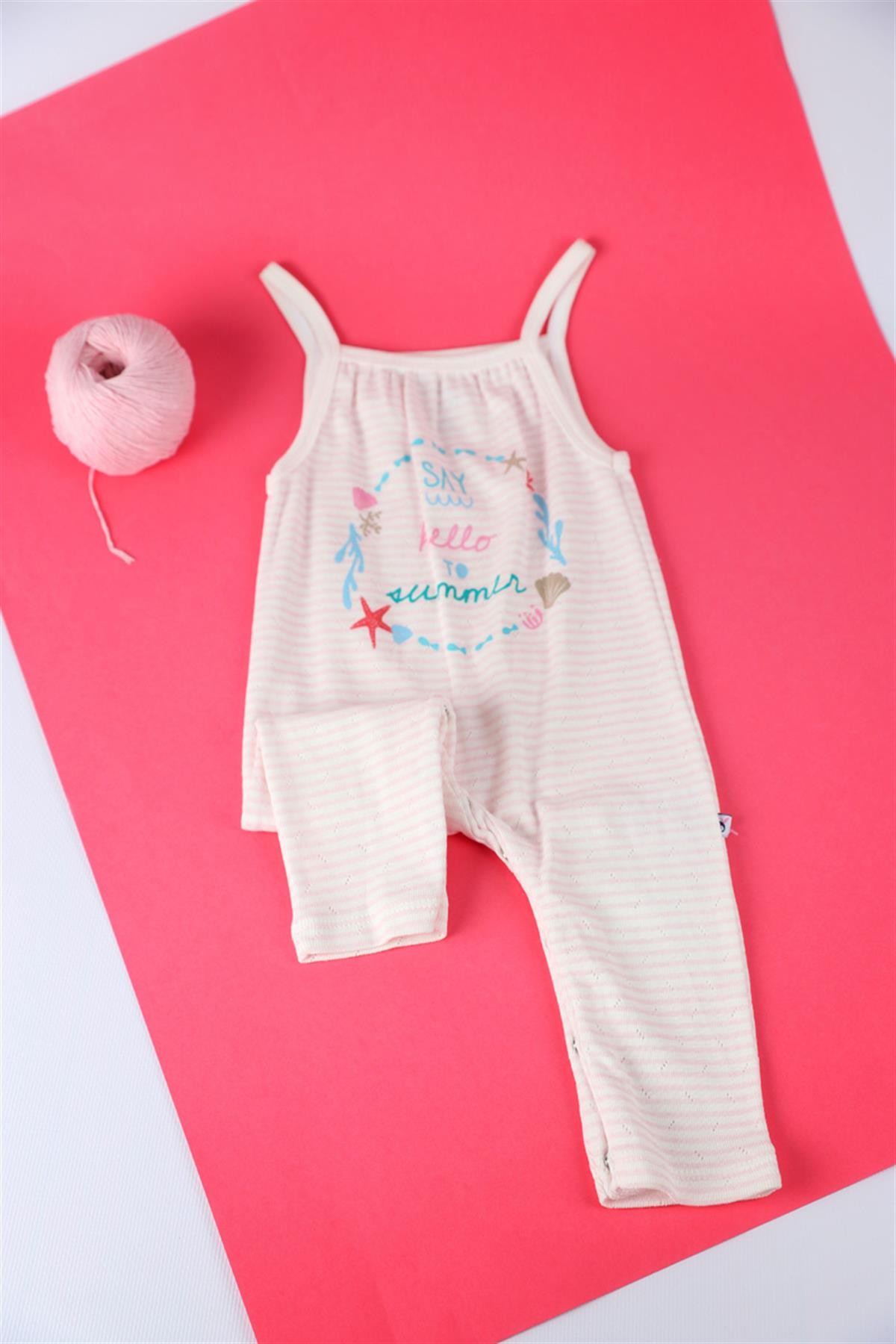 03-24 Ay Kız Bebek Pembe Askılı Uzun Tulum