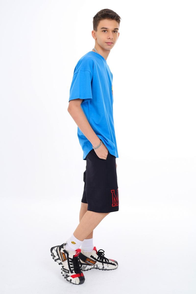 09-15 Yaş Erkek Çocuk Mavi Renk Super Baskılı T-Shirt