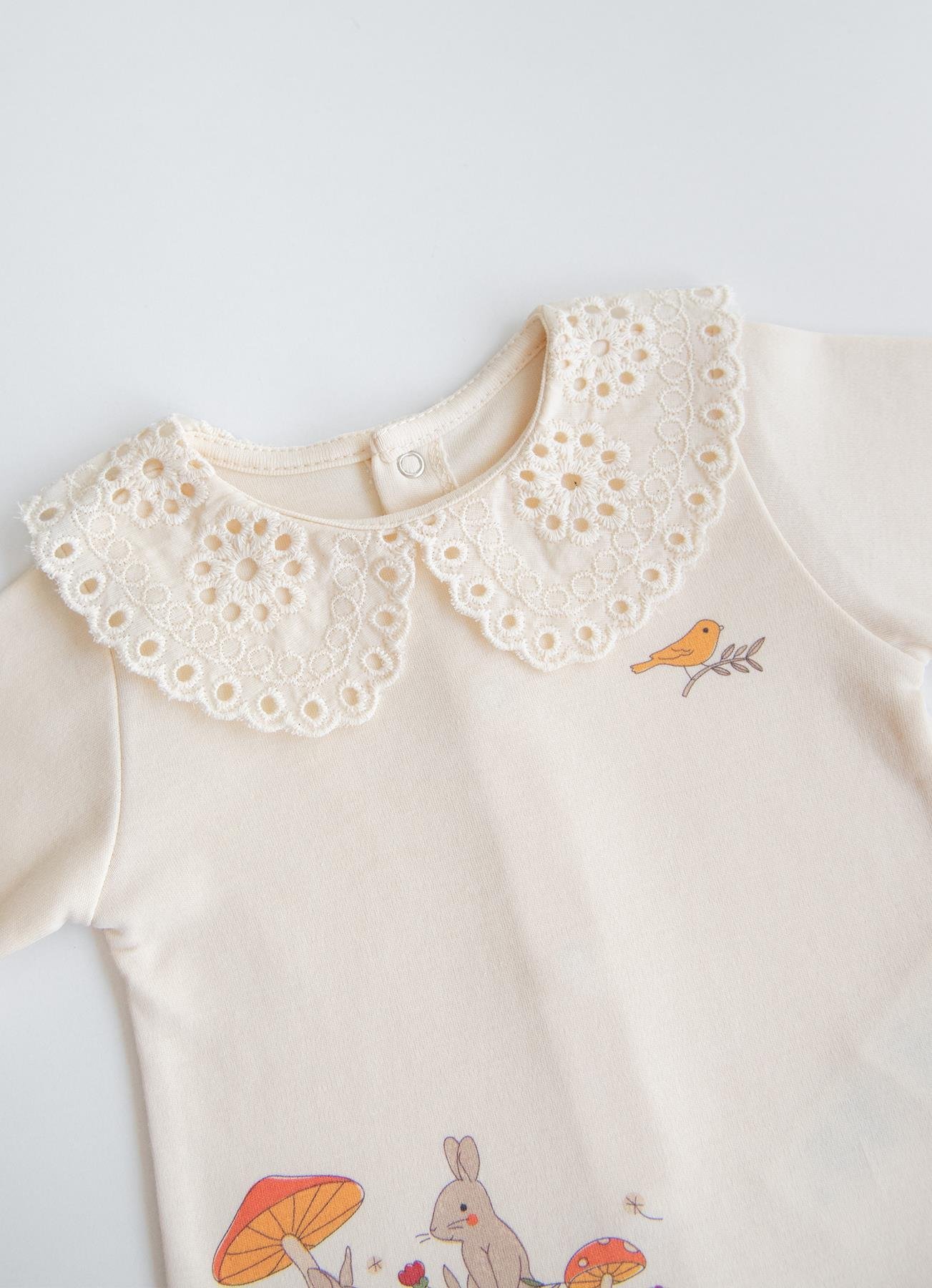 KİTİKATE 0-18 AY ORGANİK PAMUK MANTARLI İKİLİ TAKIM - TURUNCU