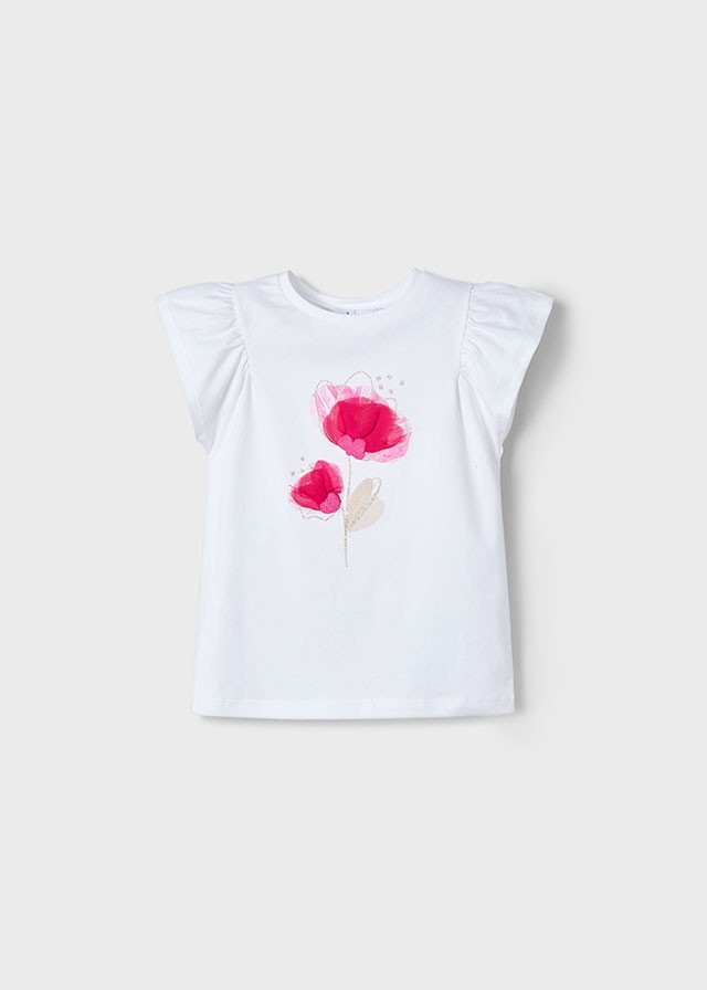 MAYORAL 04-10 YAŞ KIZ ÇOCUK PEMBE ROMA ÖRGÜLÜ ŞORT T-SHİRT TAKIM - PEMBE