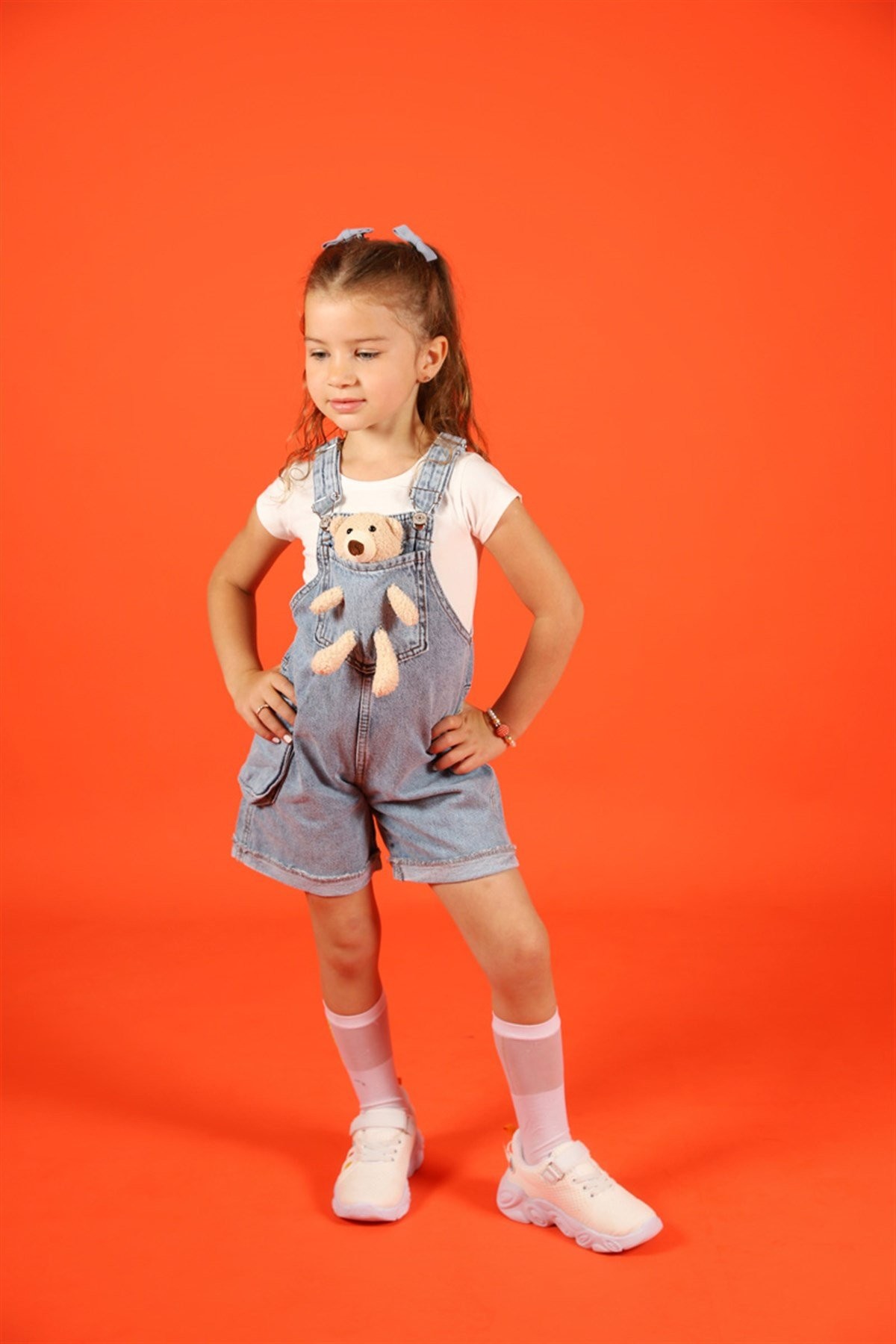 18 Ay- 05 Yaş Unisex Ayıcıklı Kot Şort Salopet