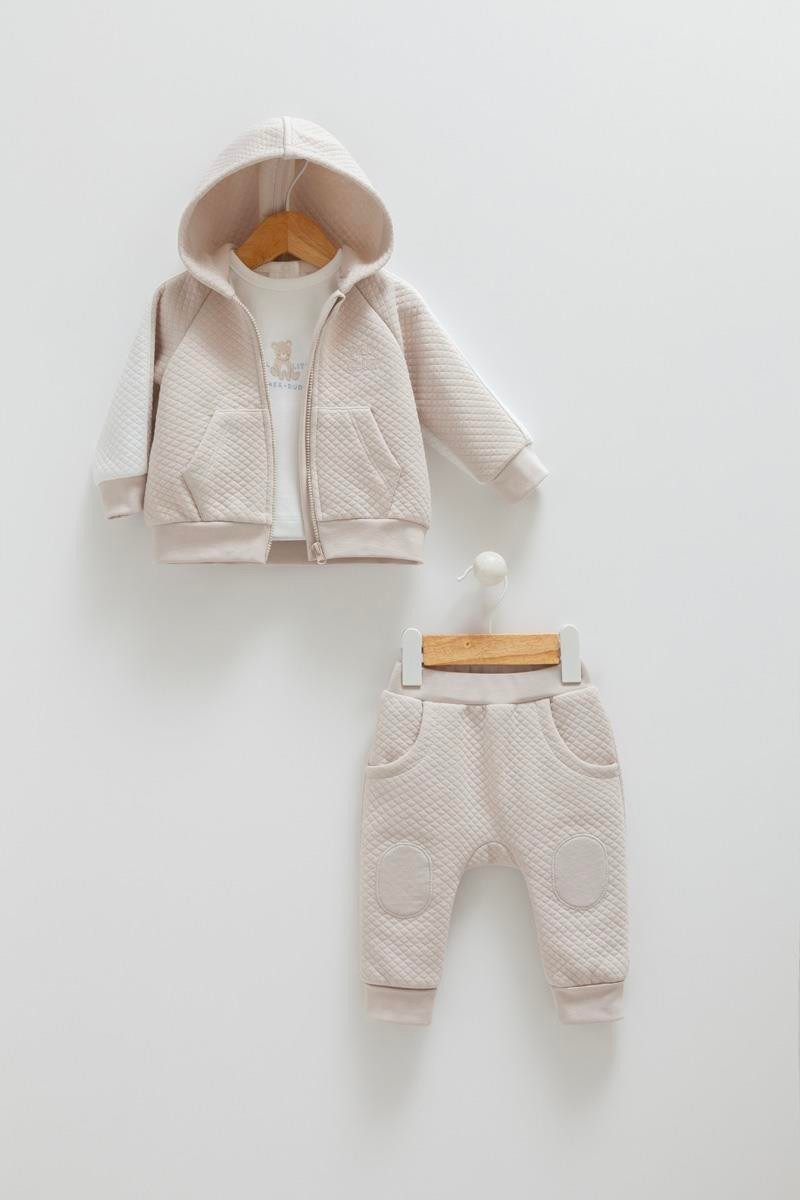 Caramell 01-12 Ay Unisex Bej Renk Fan Club Üçlü Takım
