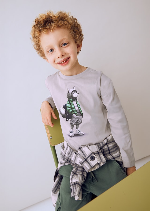 MAYORAL 4-10 YAŞ ARASI UZUN KOLLU T-SHIRT - GRİ