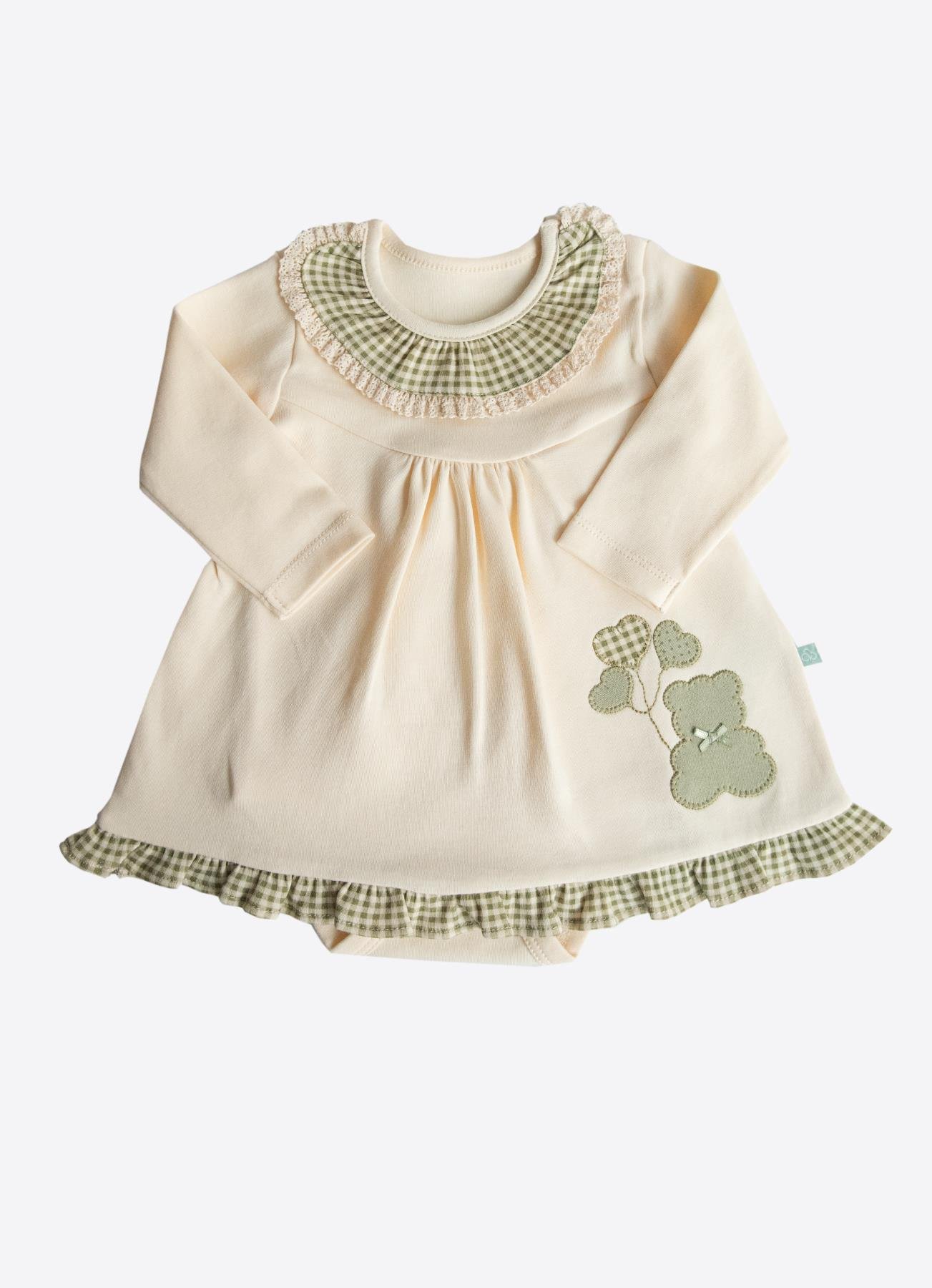 KİTİKATE 0-12 AY ARASI ORGANİK PAMUK CINDY JİLE ELBİSE - YEŞİL