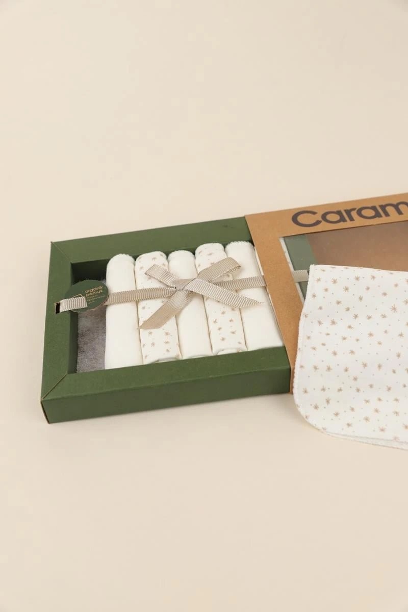 CARAMELL 7 Lİ ORGANİK MENDİL SET - EKRU