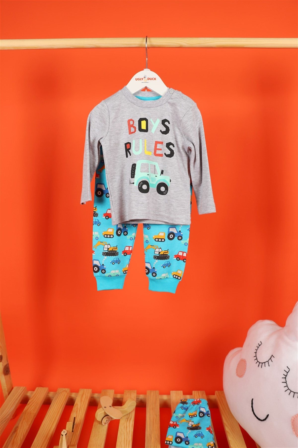 09 - 36 Ay Erkek Bebek Arabalı Pijama Takımı