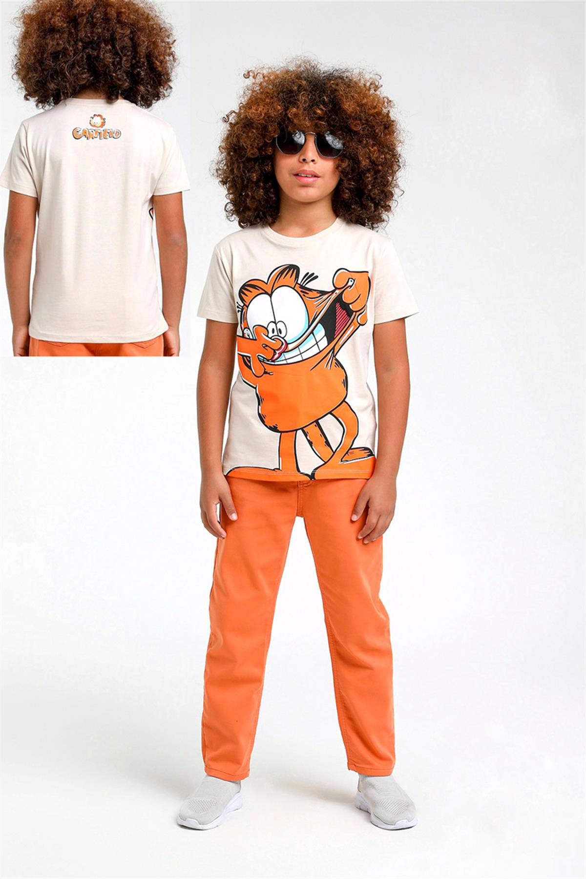 04-14 Yaş Erkek Çocuk Bej Garfield T-Shirt