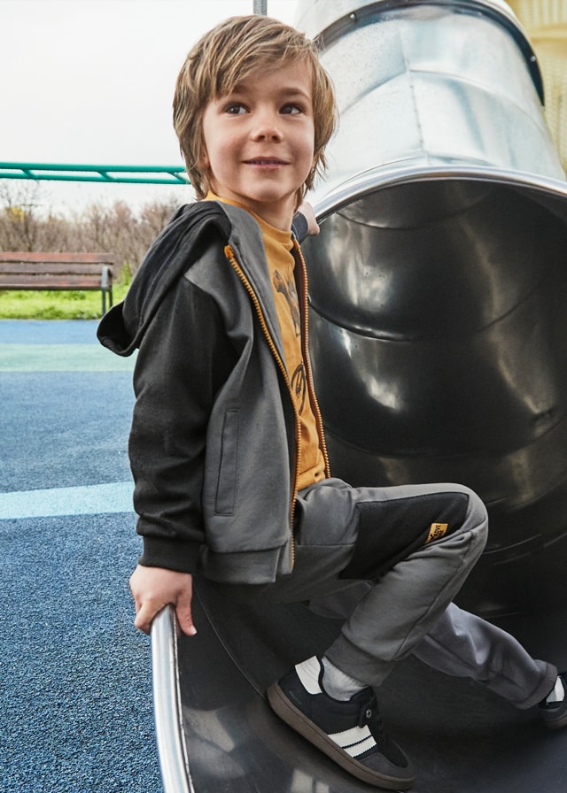 Mayoral 4-10 Yaş Erkek Çocuk Gri Kapüşonlu Fermuarlı Hırka ve 2 Eşofman Altlı 3’lü Takım