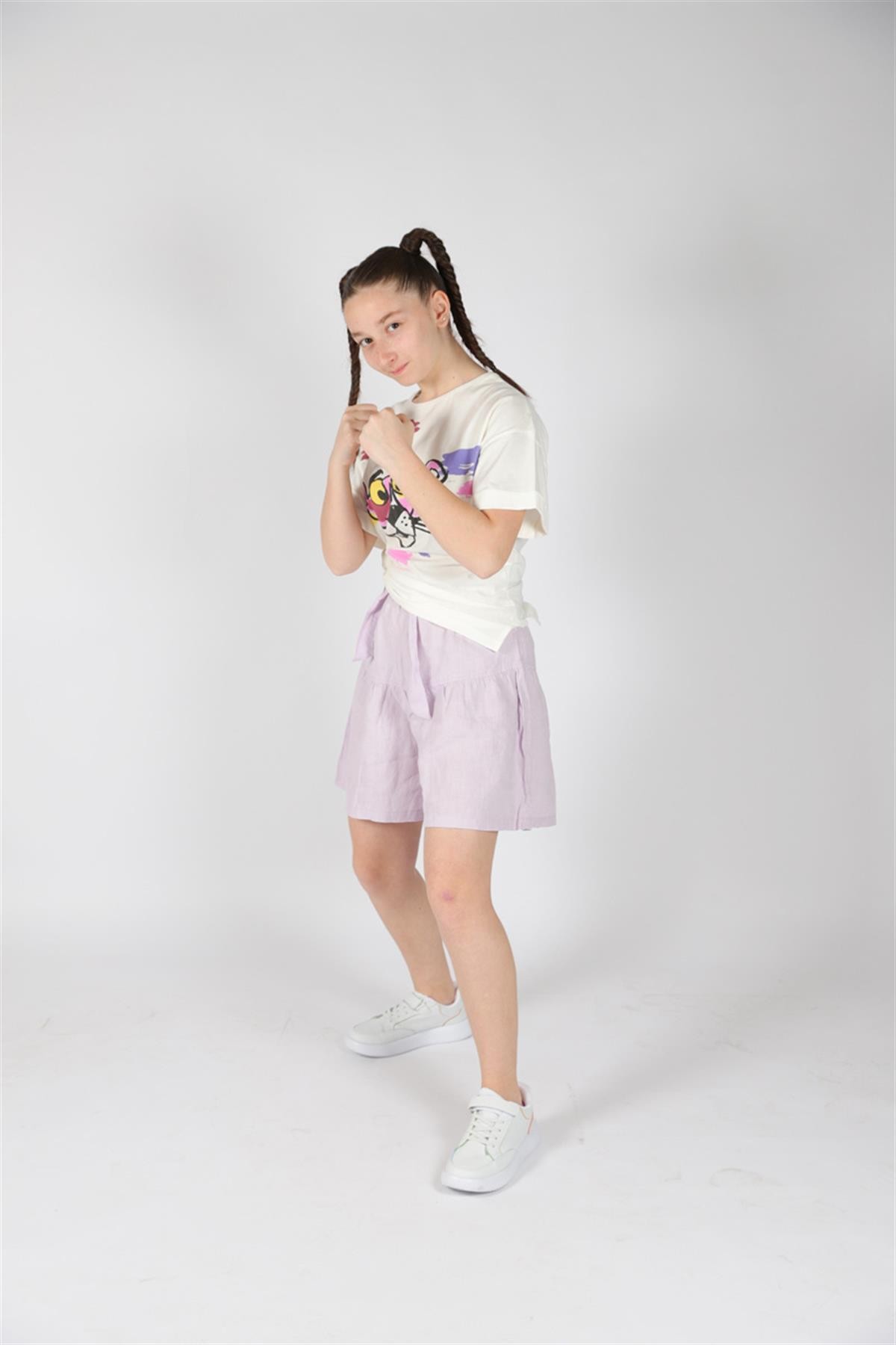 10-14 Yaş Kız Çocuk Lila Şort