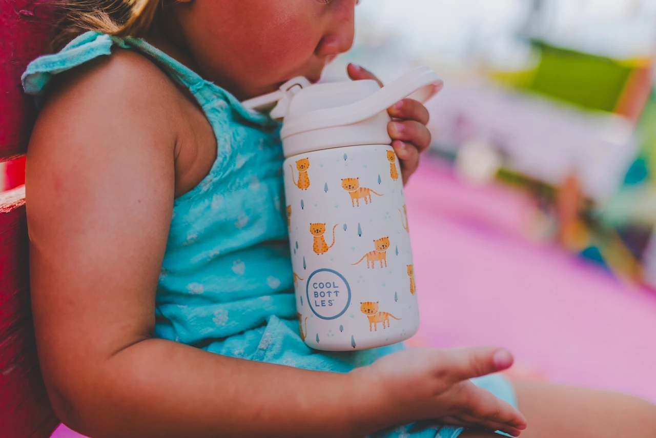 COOL BOTTLES DREAMWORLD SERİ KAPLANLI ÇELİK PİPETLİ SULUK-350 ML - BEJ