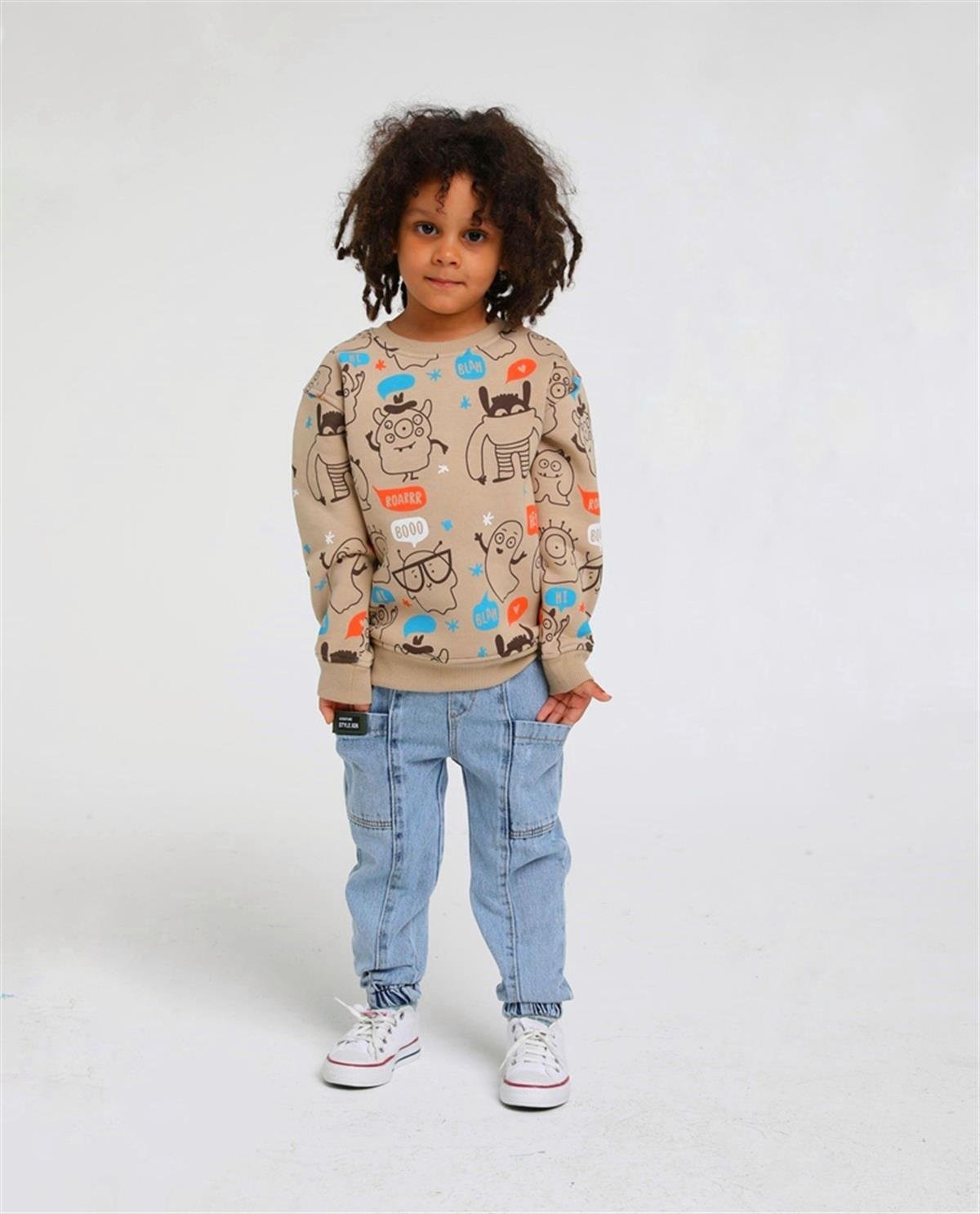 12 Ay- 5 Yaş Erkek Bebek Camel Renk Canavar Sweat