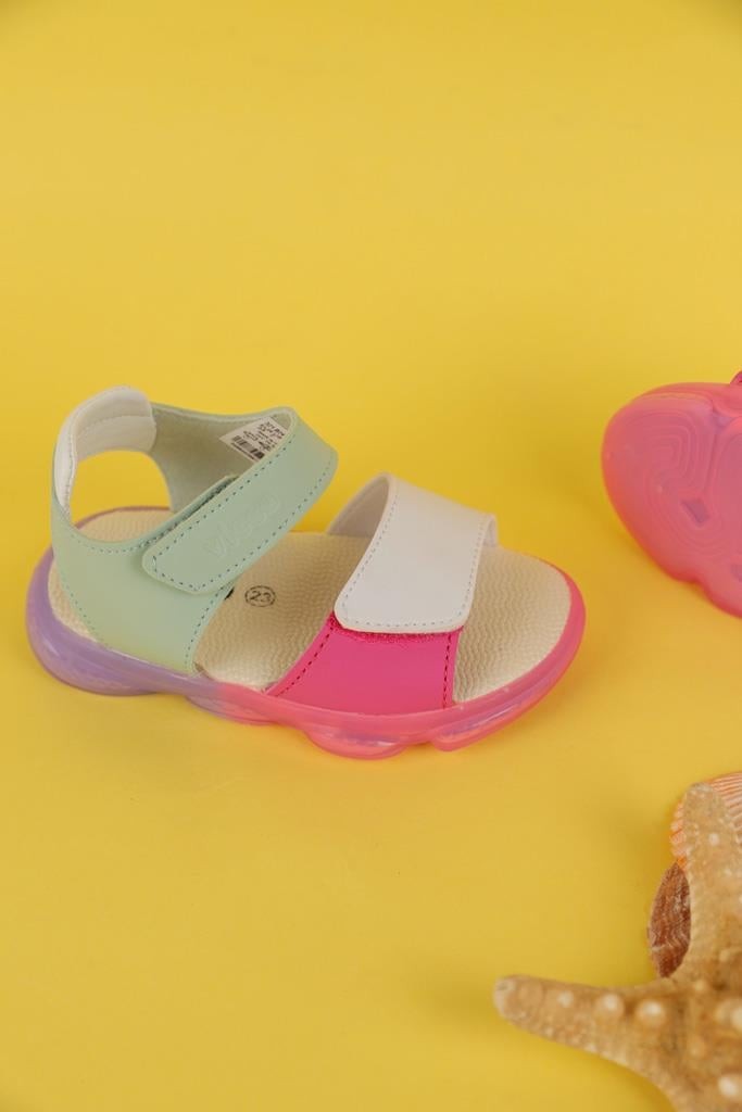 22-25 Numara Kız Çocuk Mint Beyaz Renk Vicco Laura Işıklı Sandalet