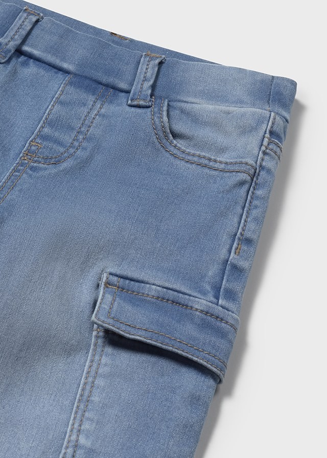 MAYORAL 01-04 YAŞ ERKEK BEBEK KARGO CEP LİKRALI KOT PANTOLON - KOT MAVİSİ