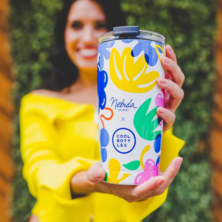Cool Bottles Nebula Floral Madness 550 ml Çelik Suluk – Renkli, Isı Korumalı