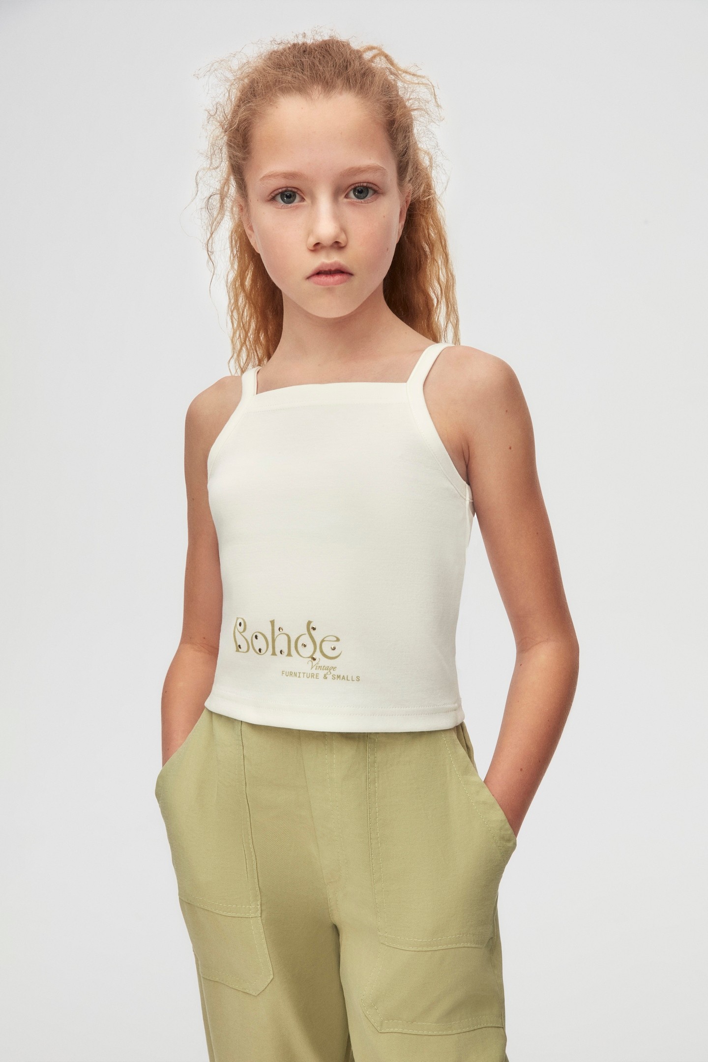 10-16 YAŞ RASI KIZ ÇOCUK VINTAGE EKRU CROP - EKRU
