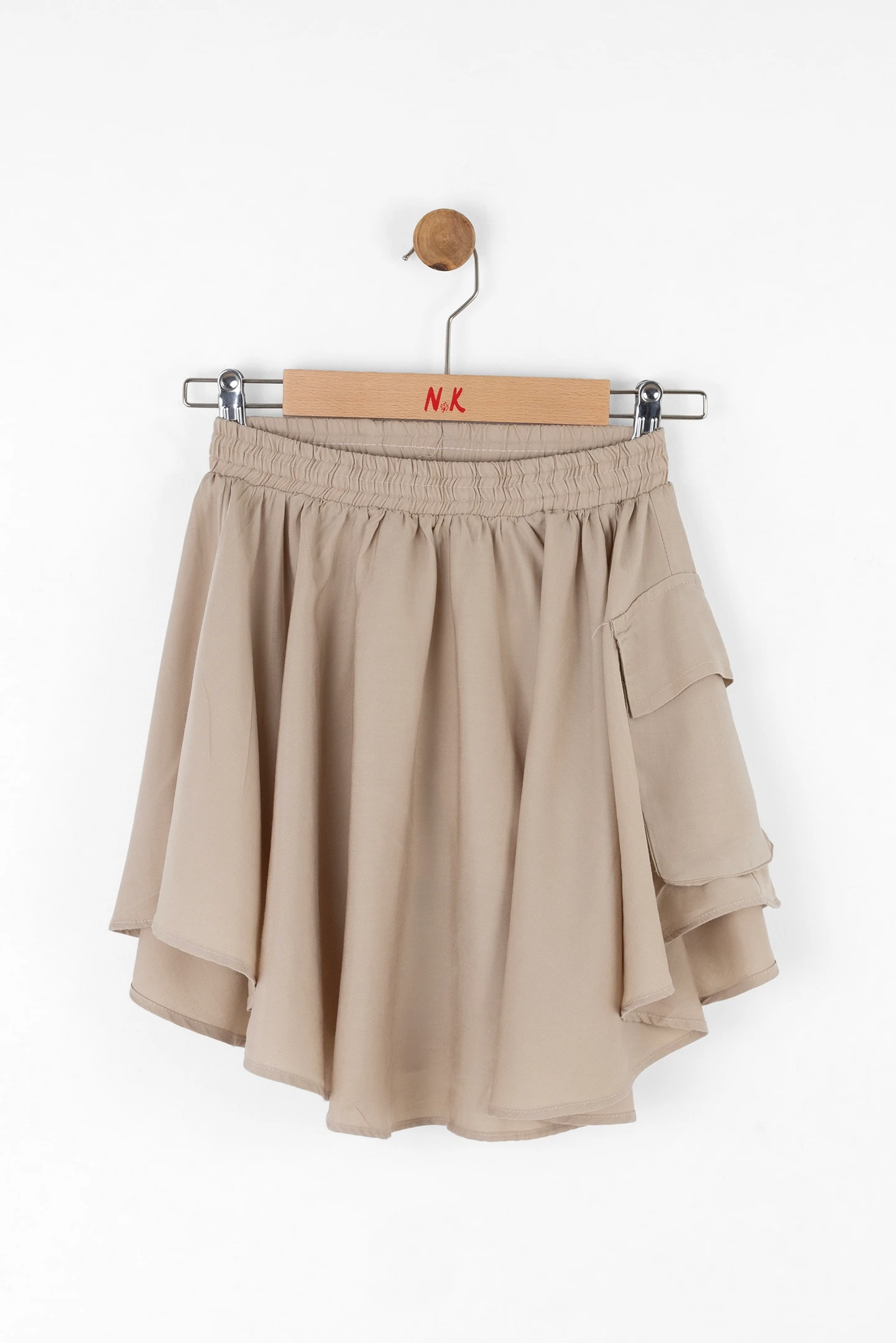 08-14 YAŞ KIZ ÇOCUK VİZON-KREM TAOS ETEKLİ ÜÇLÜ TAKIM - VİZON-KREM