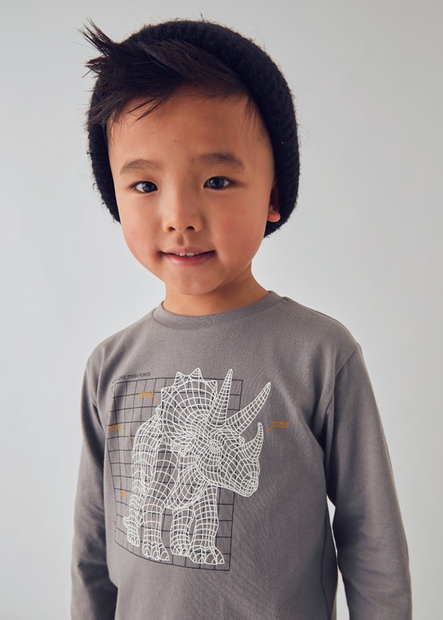 MAYORAL 4-10 YAŞ ARASI BASKILI UZUN KOLLU T-SHIRT - GRİ