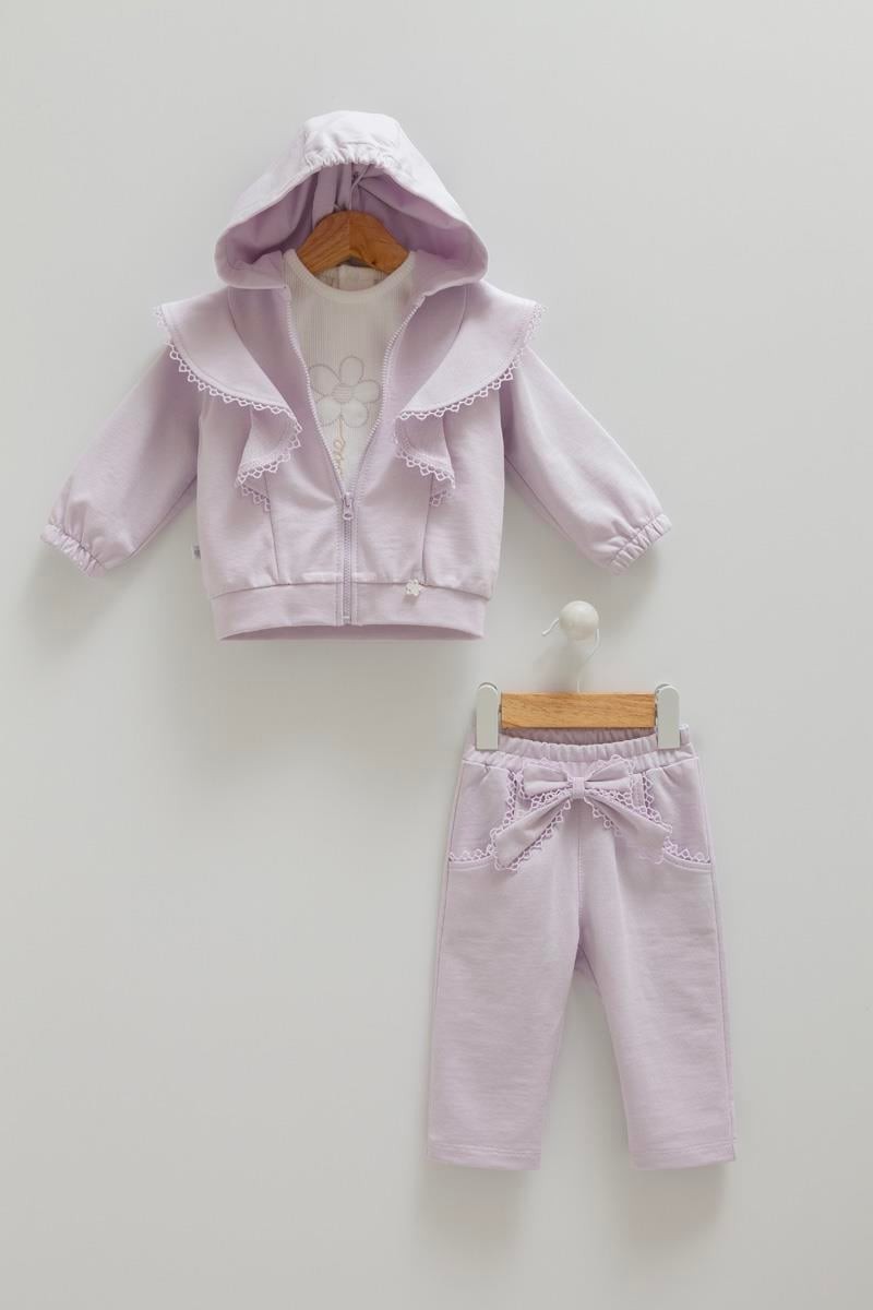 Caramell 03-18 Ay Kız Bebek Lila Renk Best Off Üçlü Takım