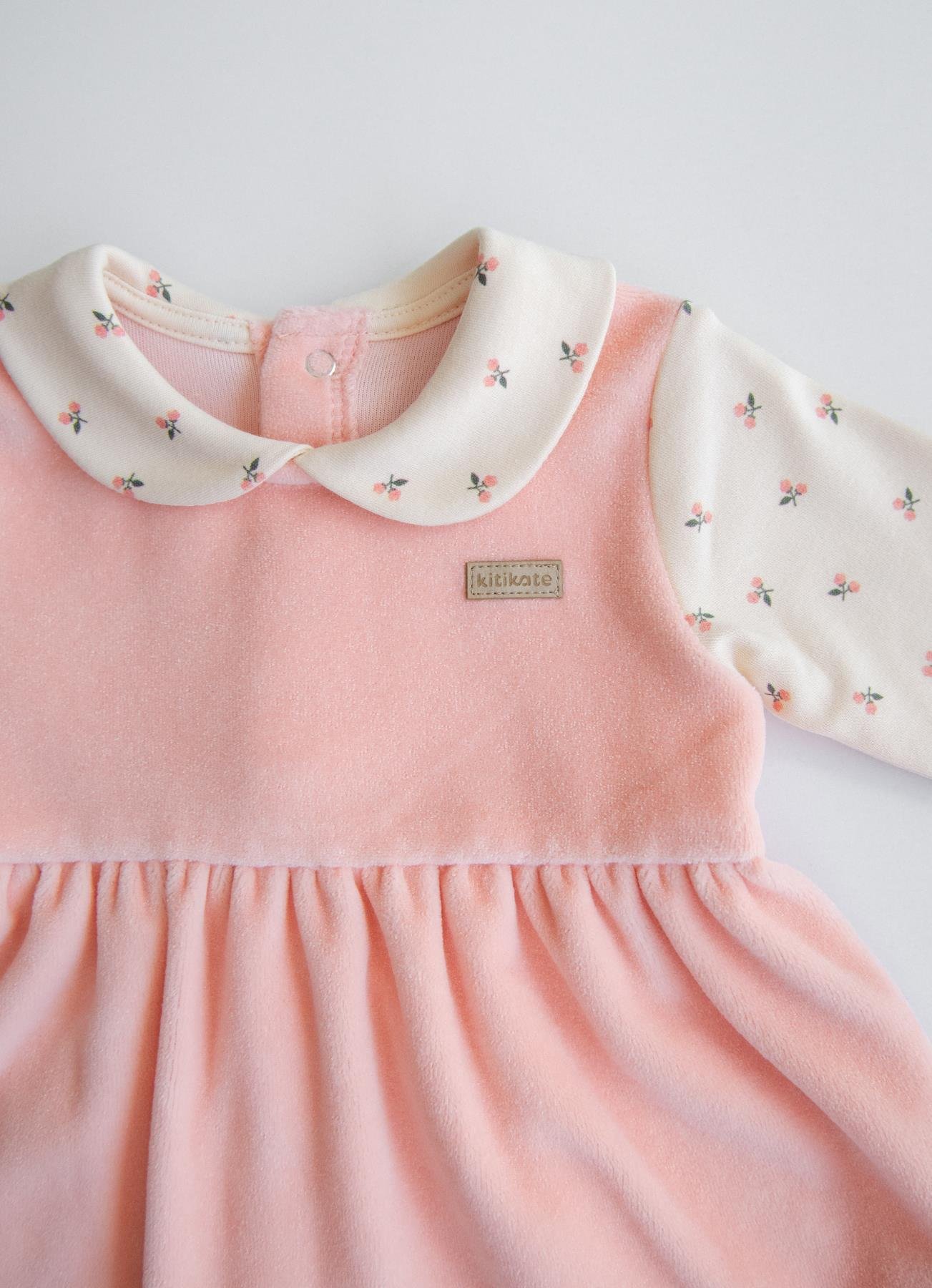 KİTİKATE 6-18 AY ARASI ORGANİK CAROL ELBİSE - PEMBE