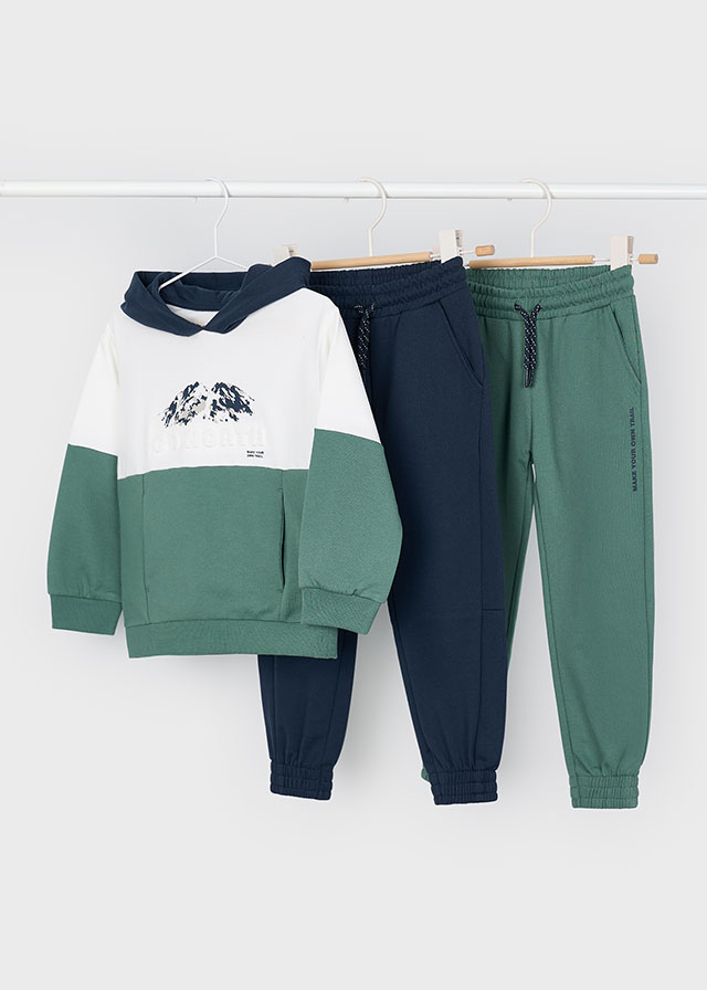 Mayoral 4-10 Yaş Erkek Çocuk 3'lü Eşofman Takımı – Kapüşonlu Sweatshirt ve 2 Adet Eşofman Altı
