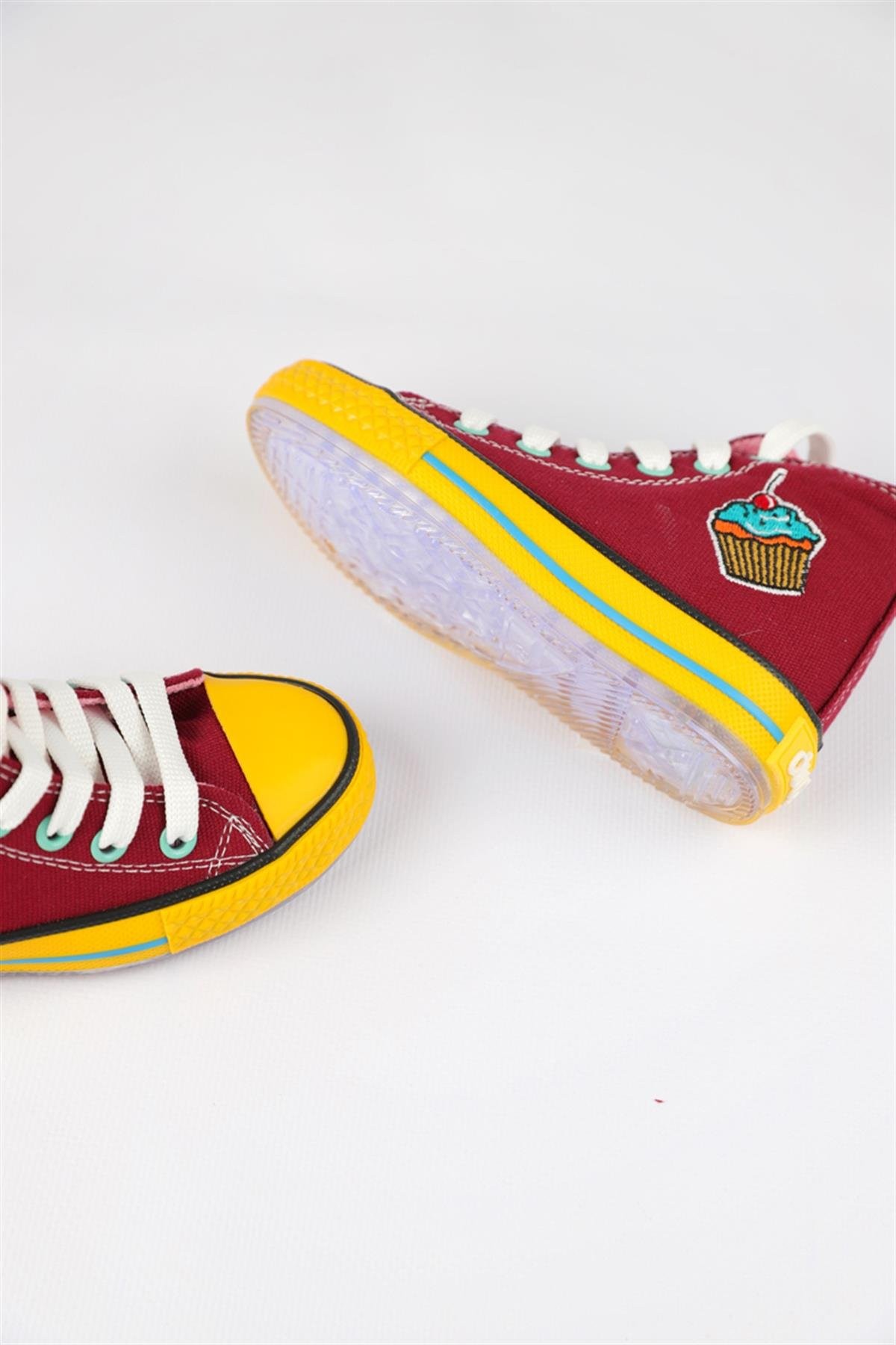 26 - 35 Numara Kız Çocuk Bordo Dustin Cookie Converse Ayakkabı