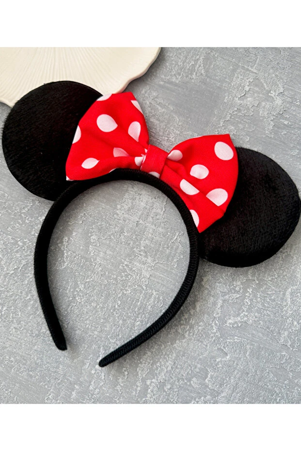 Minnie Mouse Kırmızı Puantiyeli Taç – Sevimli Kulaklı Saç Aksesuarı 