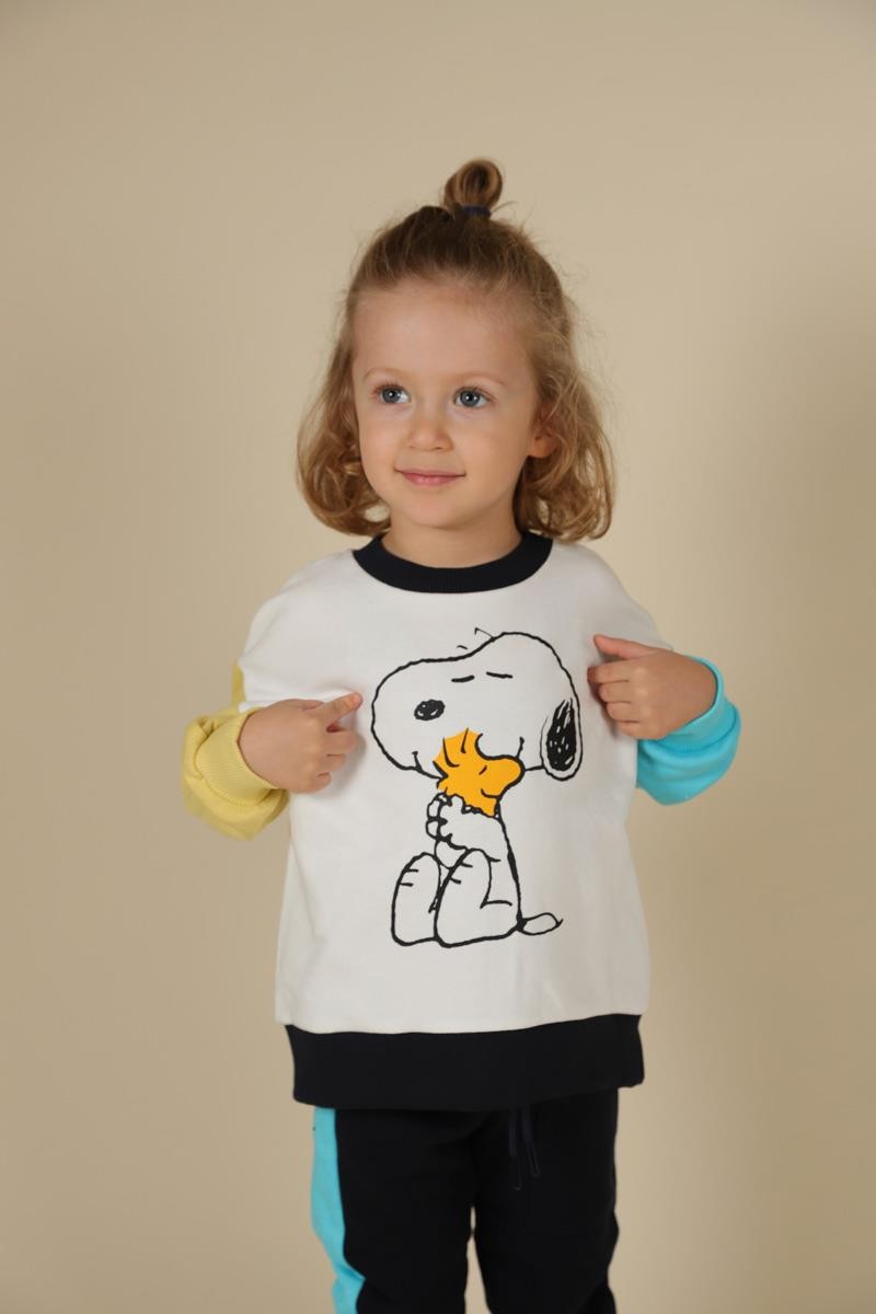 02-05 Yaş Erkek Çocuk Ekru Renk Snoopy Lisanslı İkili Takım