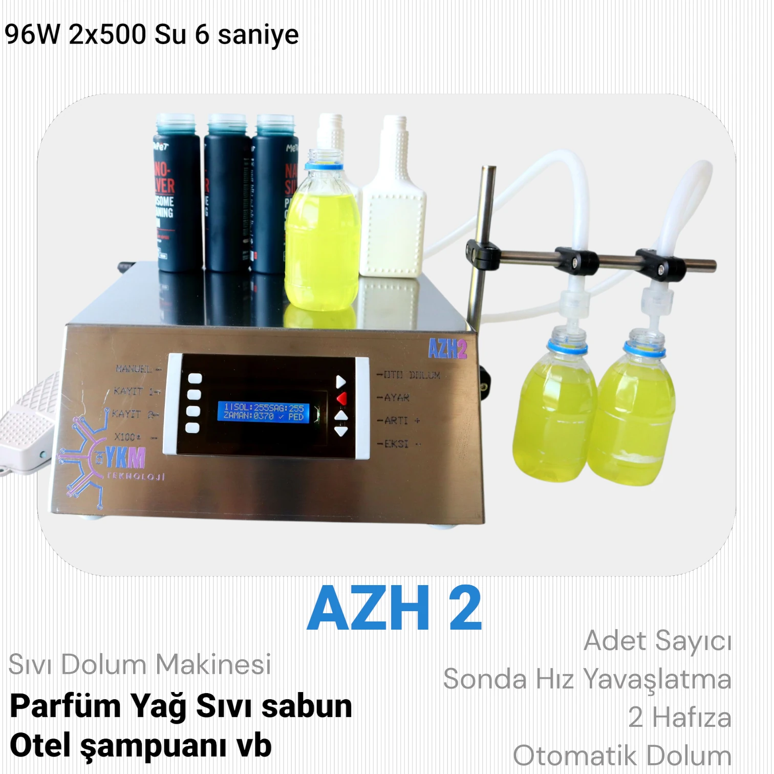 AZH2 İki Nozullu Kozmetik Dolum Makinesi