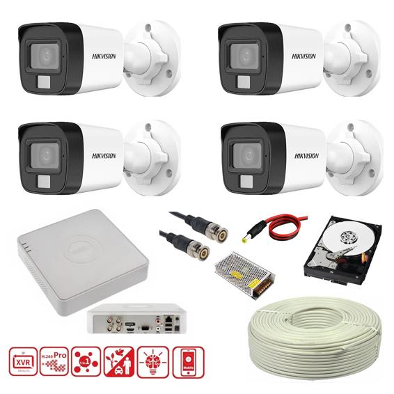 Hikvision 4 Kamerali Gece Renkli 4 Kanal 500GB HDD 