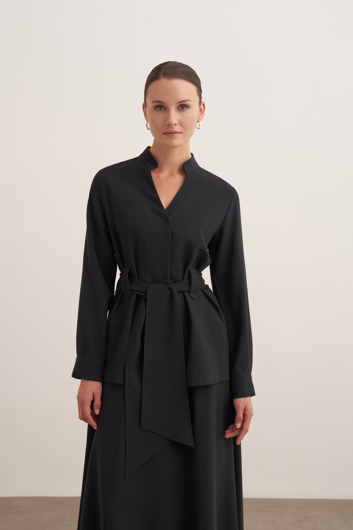 Kemerli Kimono & Dikiş Detaylı Etek Takım