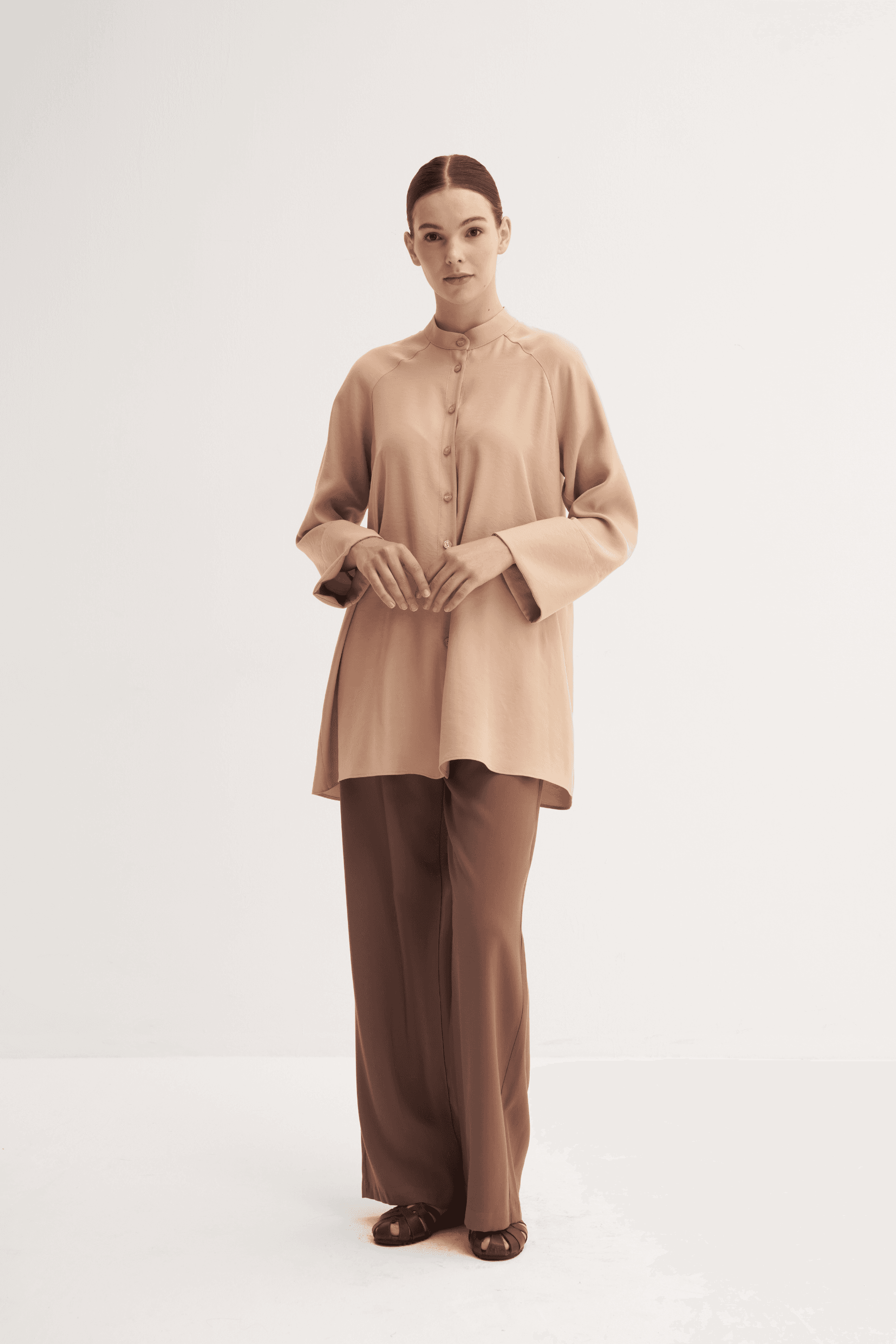 Reglan Kol Modal Gömlek - Camel