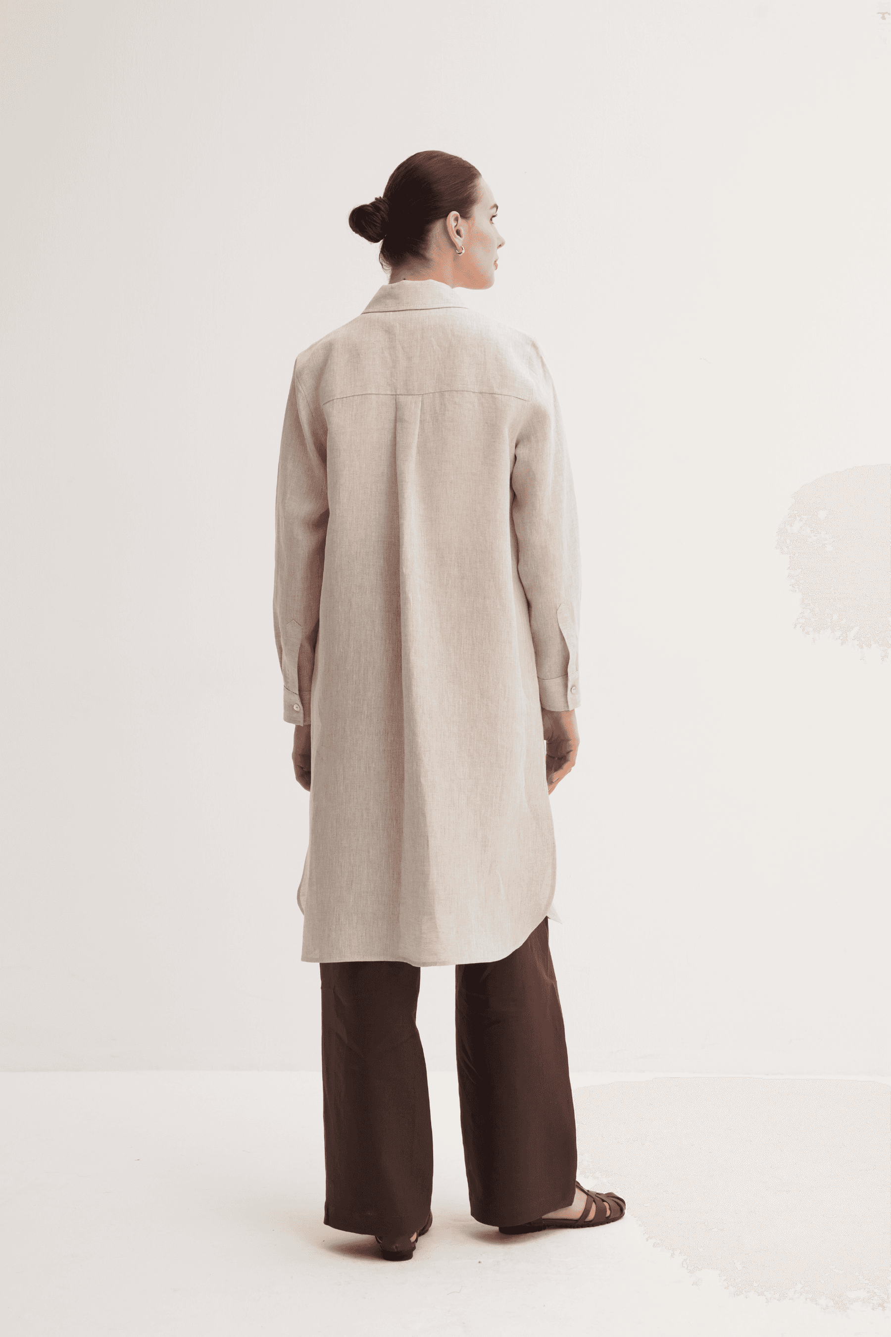 %100 Keten Cep Detaylı Tunik & Rahat Pantolon Takım