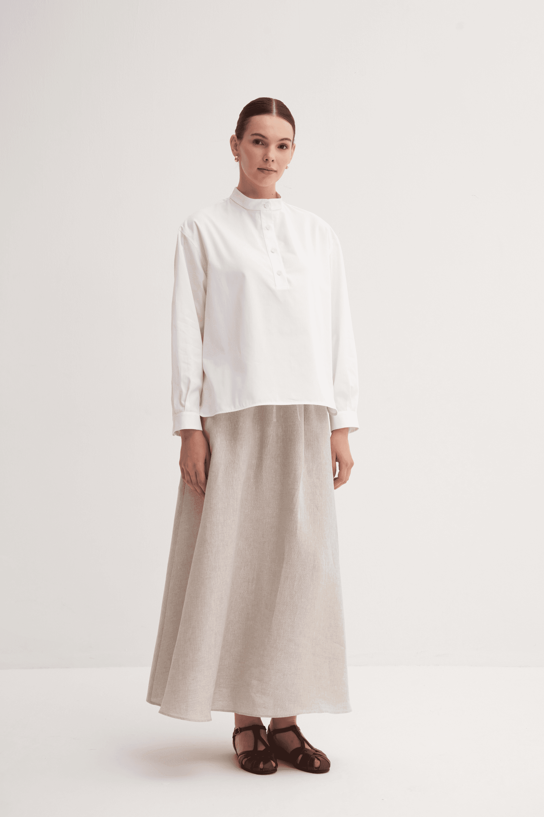 %100 Pamuk Oversize Bluz - Beyaz