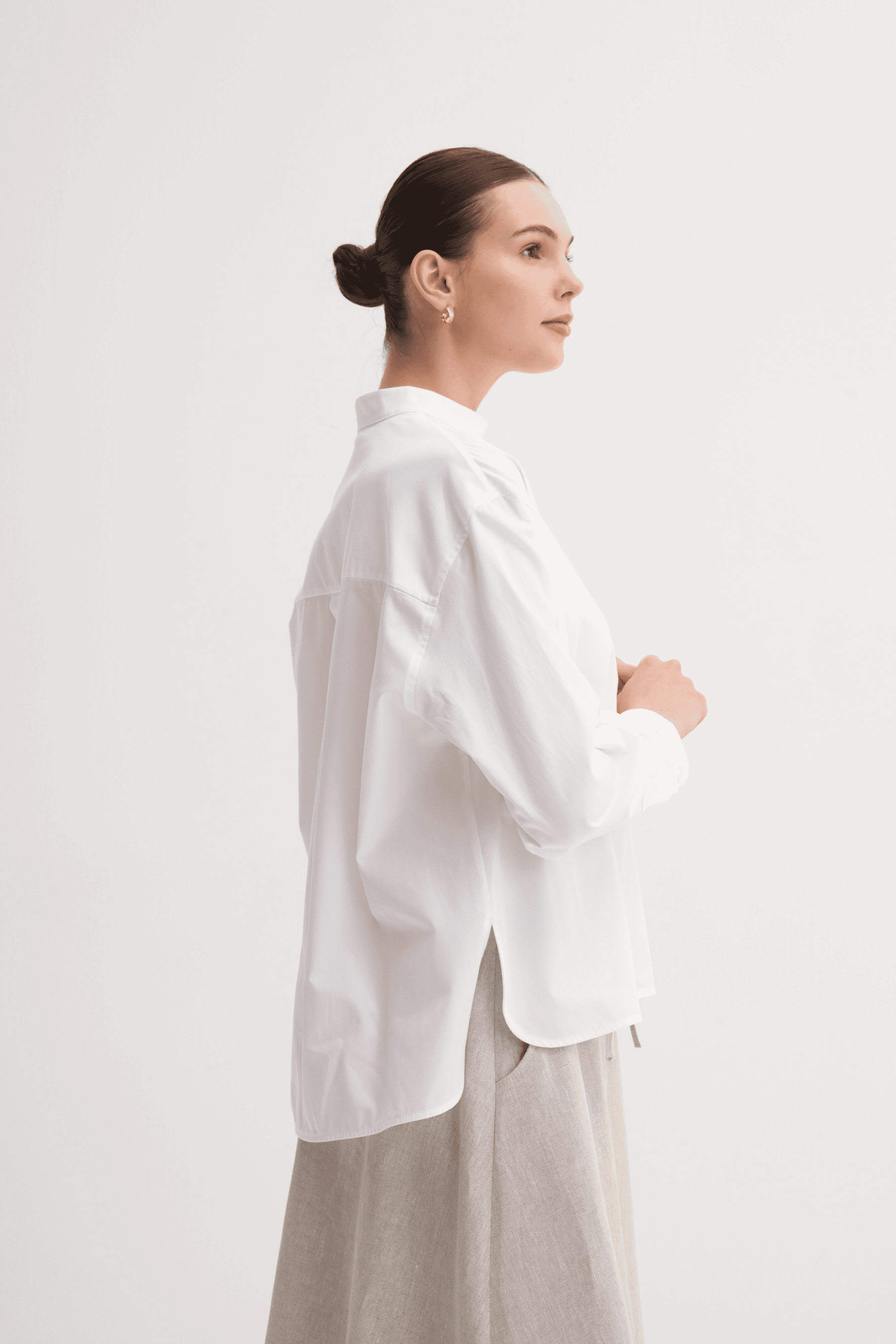 %100 Pamuk Oversize Bluz - Beyaz