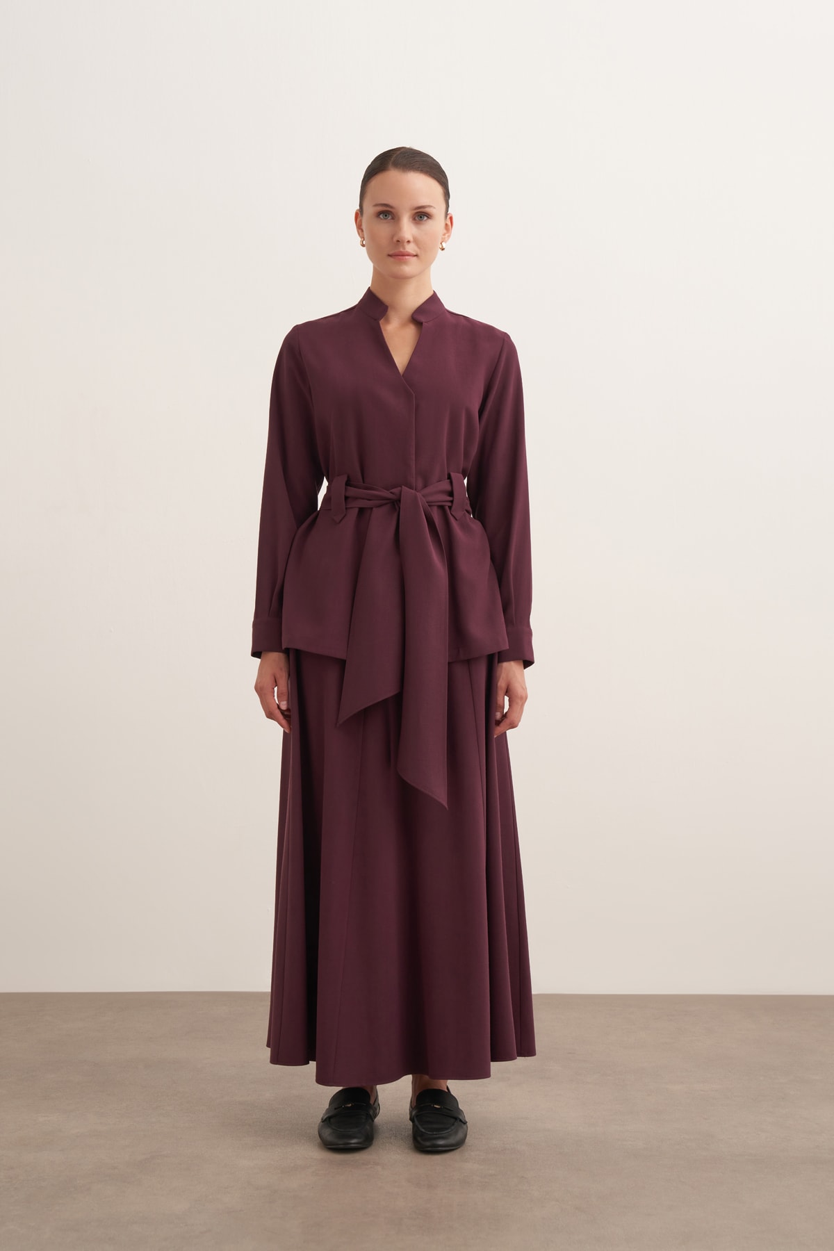 Kemerli Kimono - Bordo