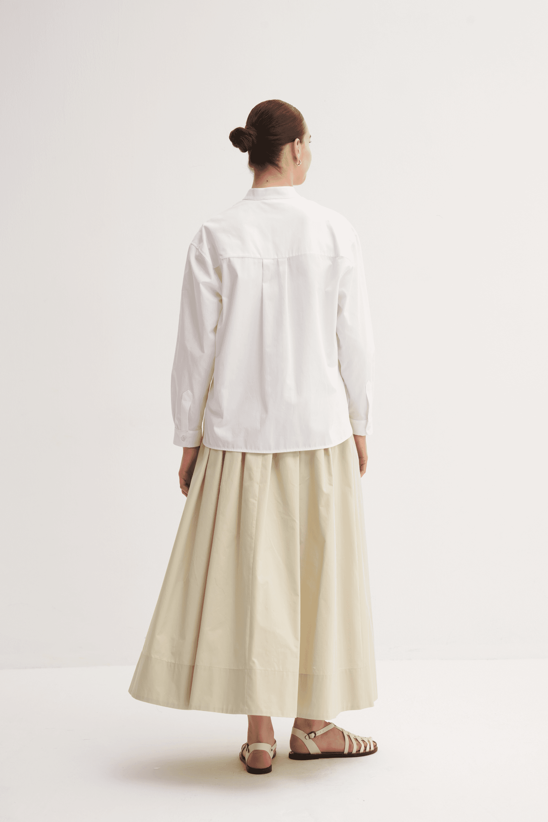 %100 Pamuk Oversize Bluz - Beyaz